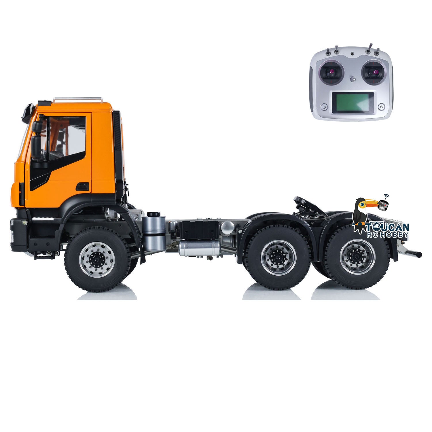 1/14 Scale 6x6 RC Tractor Truck - 2 Speed Transmission, Realistic Engine Sounds & LED Lights, Metal Chassis with Servo ESC Motor - DIY Remote Control Vehicle for Off-Road Adventure & Farm Simulation Play