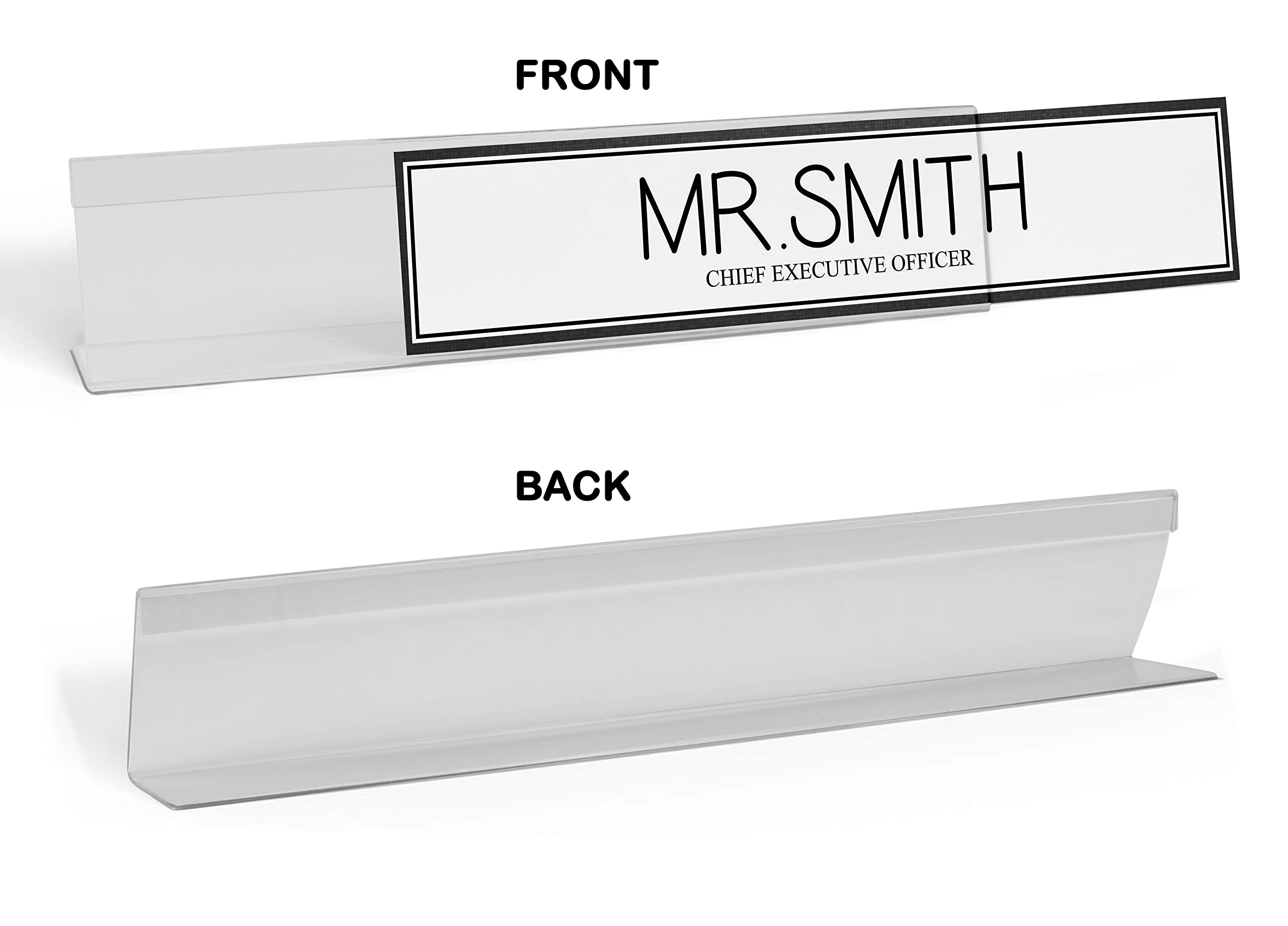 Custom Acrylic Office Desk Name Plate - Personalized 2x8 Inches with Elegant Black Border - Perfect for Professional Workspaces, Home Offices & Corporate Gifts