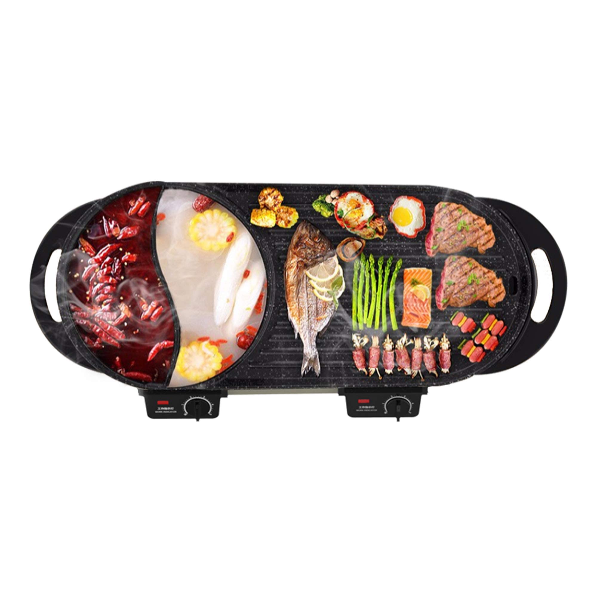 Liven Electric Grill with Hot Pot - Multifunctional Indoor Teppanyaki Grill, Korean BBQ & Shabu Shabu Hot Pot - Dual Temperature Control, 3.6L Large Capacity for 2-10 People (SK-J6868) - Perfect for Family Gatherings, Parties & Indoor Cooking