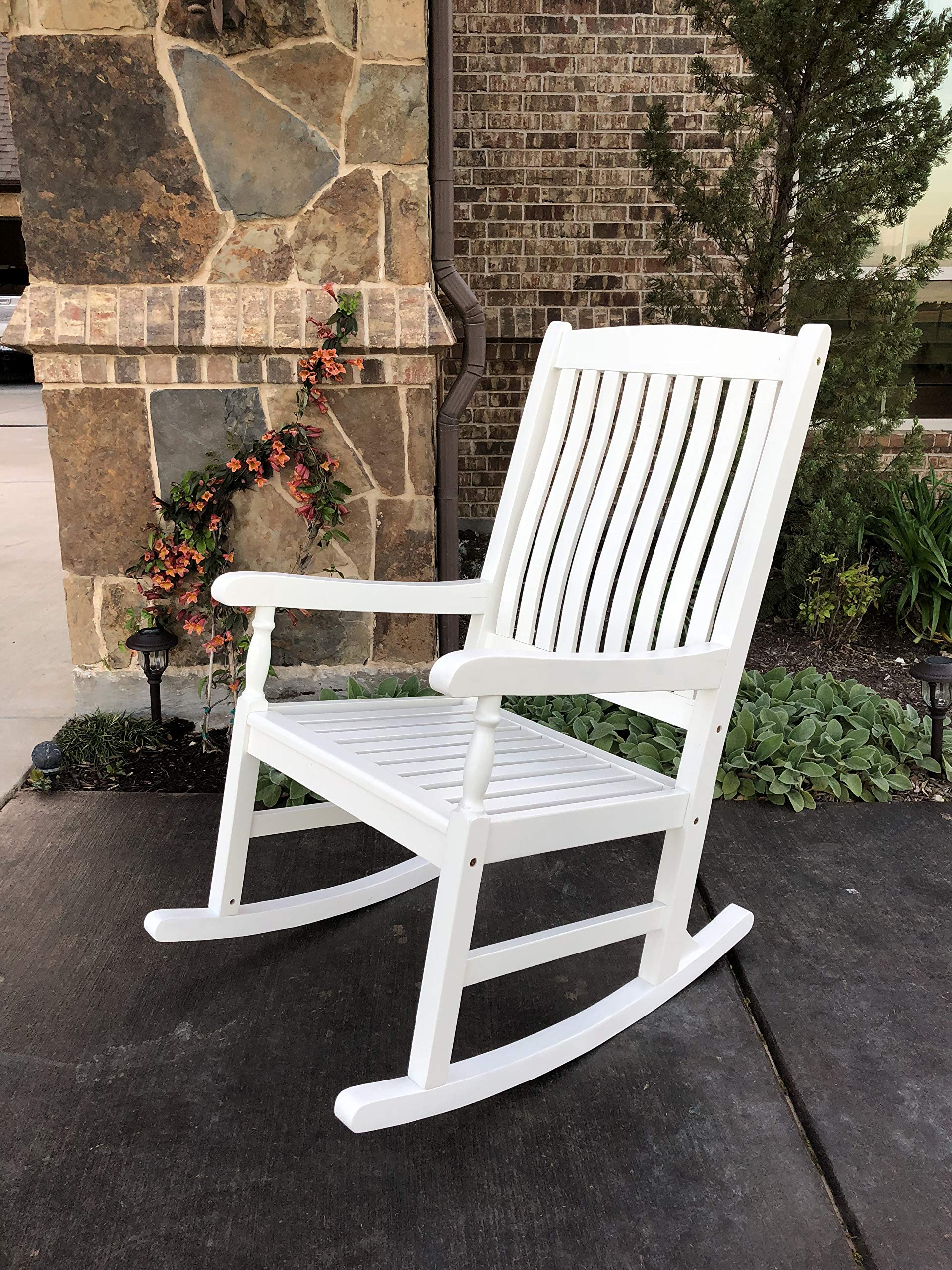International Caravan Outdoor Wood Porch Rocker - Comfortable Wooden Rocking Chair for Patio, Garden & Porch Relaxation | Perfect for Backyard, Deck & Sunroom