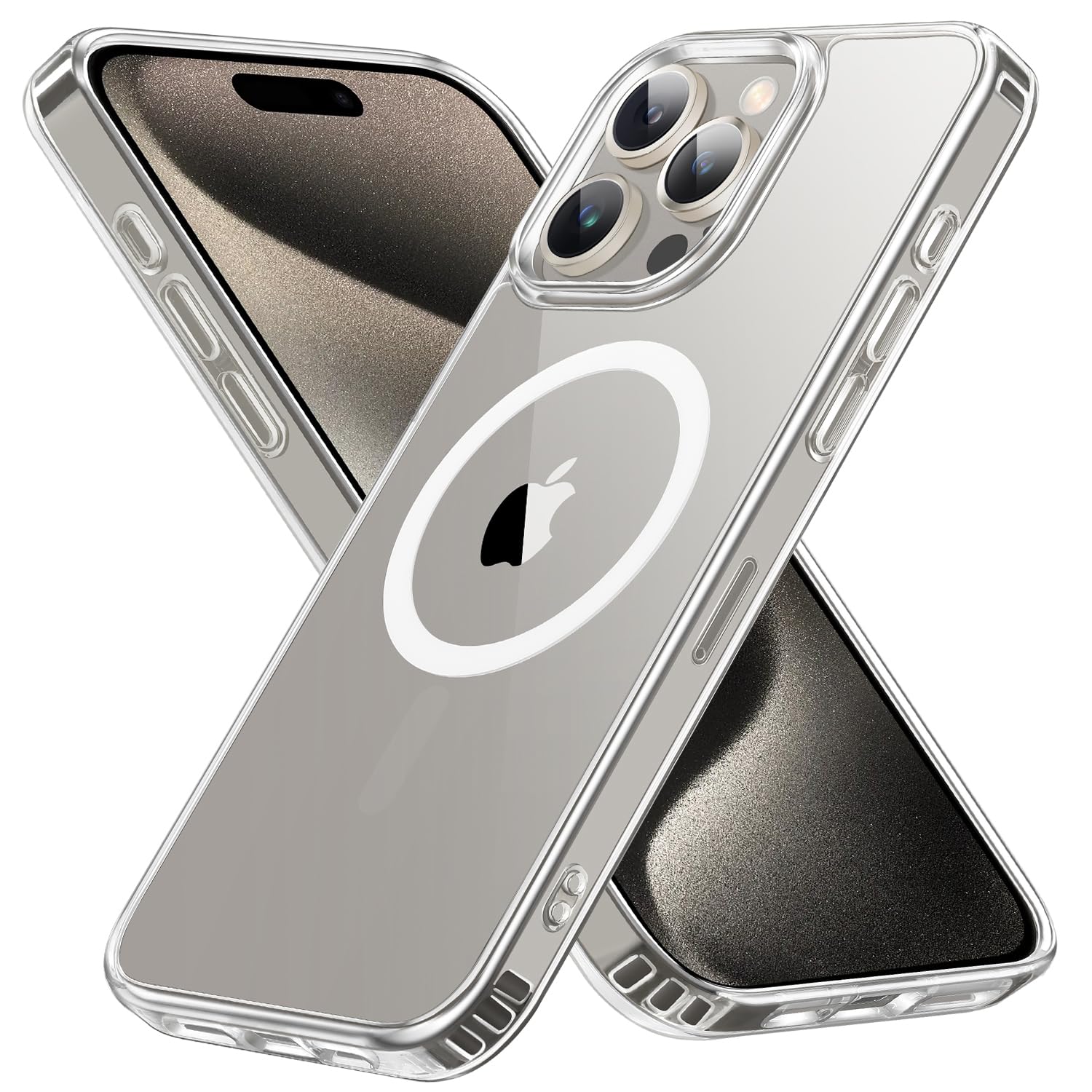 iPhone 15 Pro Magnetic Case - Military Grade Drop Tested, MagSafe Compatible Slim Protective Cover | Clear Non-Yellowing Phone Case for Everyday Use & Outdoor Activities