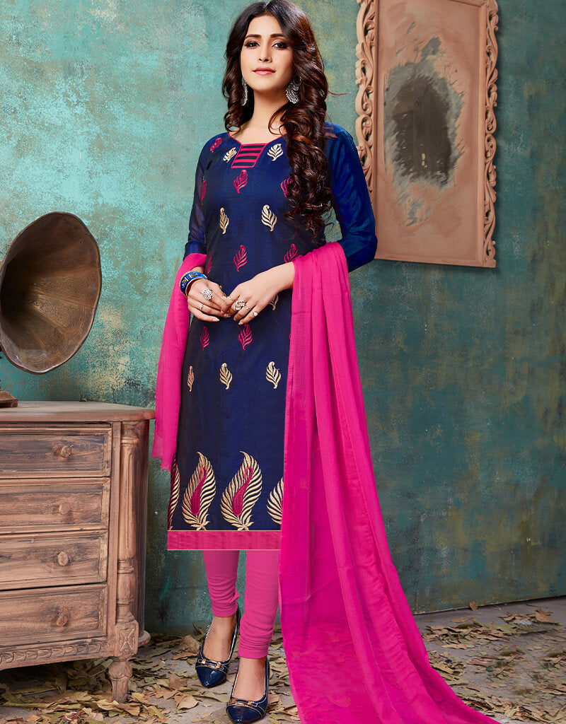 Blue Cotton Chudidar Salwar Suits for Women - Traditional Indian Ethnic Wear for Festivals, Weddings & Special Occasions