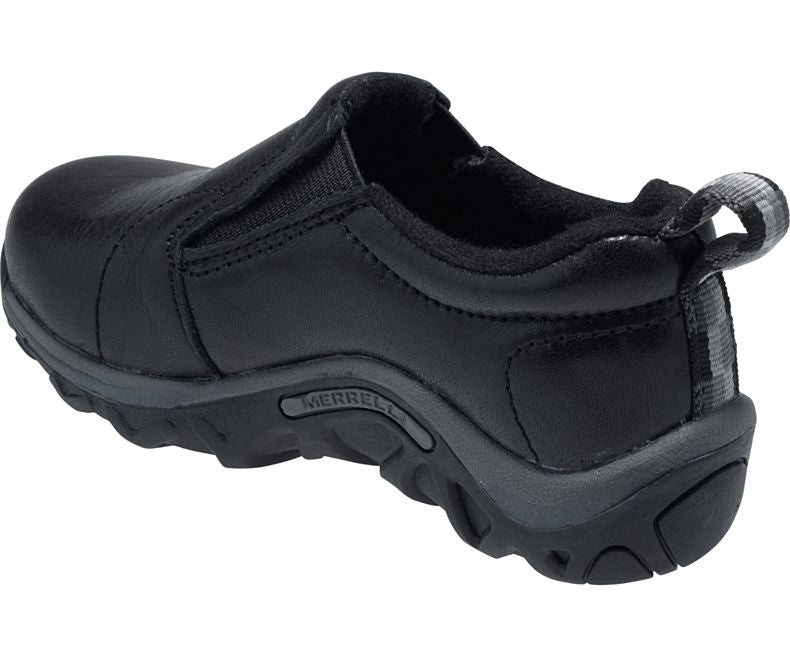Merrell Men's Black Leather Jungle Moc Slip-On Shoes - Comfortable Casual Loafers for Outdoor Hiking, Walking & Everyday Wear