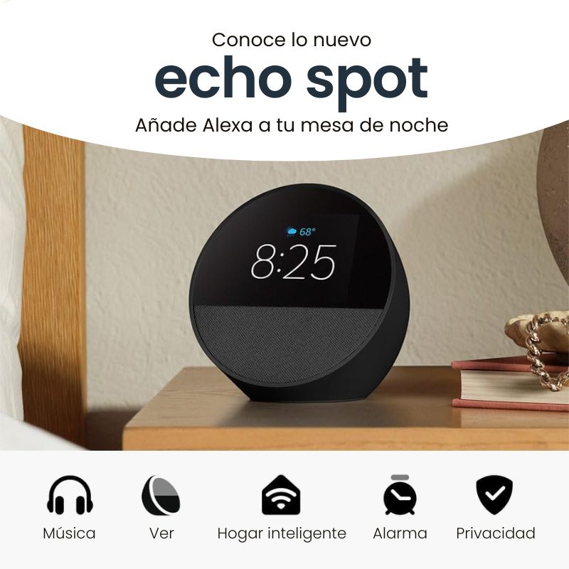 Amazon Alexa Echo Spot - Smart Display with Alexa (Black) - Control Smart Home, Watch Videos, Make Calls & More for Home & Office Use