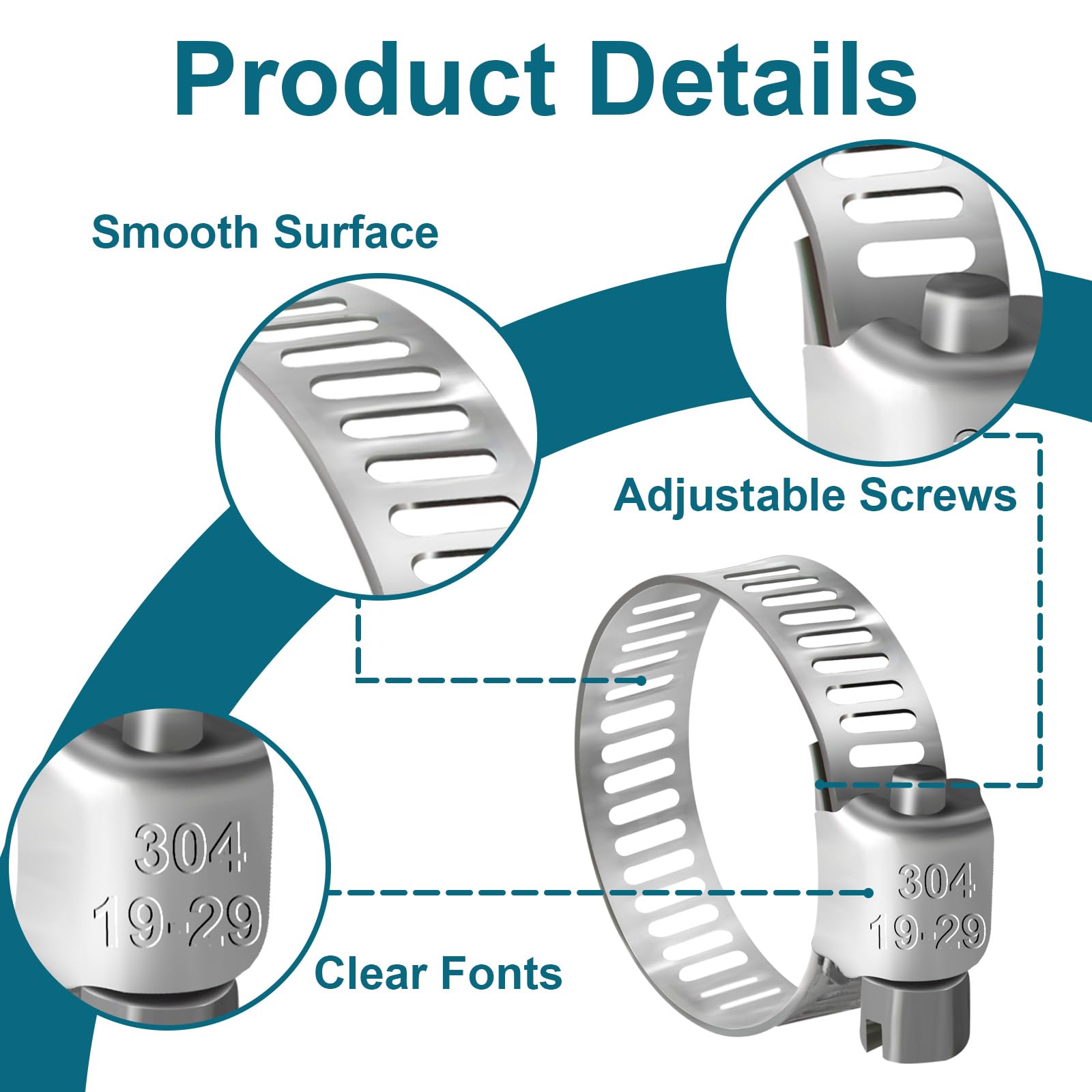 80PCS Stainless Steel Hose Clamps Assortment (1/4