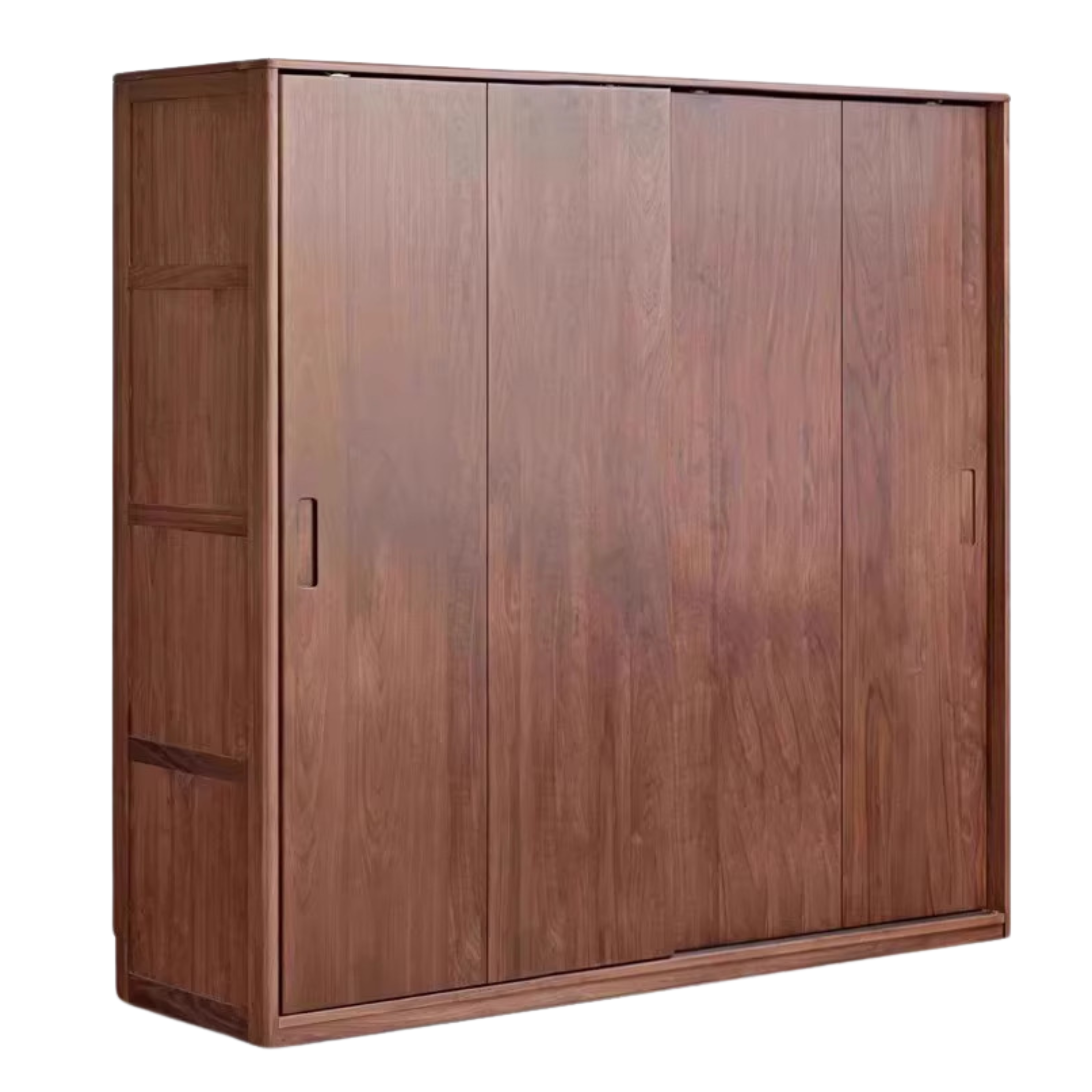 Premium Black Walnut Solid Wood Sliding Door Wardrobe Closet - Modern Bedroom Storage Solution for Home & Office Organization