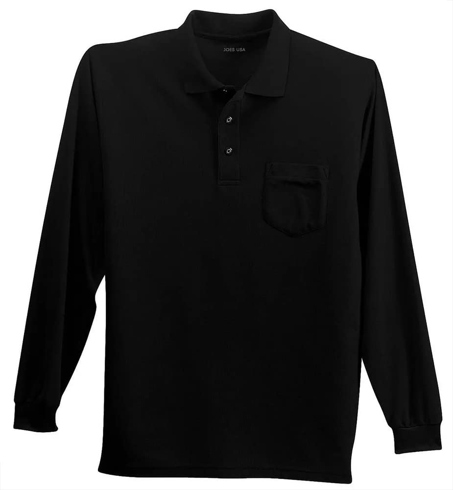 Premium Men's Long Sleeve Silk Touch Pocket Polo Shirts - Regular, Big & Tall Sizes - Comfortable Business Casual & Office Wear