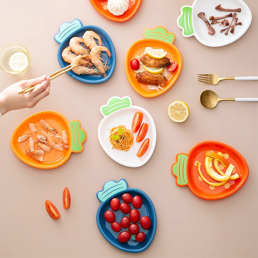 TOMYEUS 4-Piece White Carrot-Shaped Salad Bowls - Snack Plates for Fruits, Candy, Nuts & Dried Fruits | Perfect for Home, Restaurant & Party Serving | Microwave & Dishwasher Safe Small Bowls