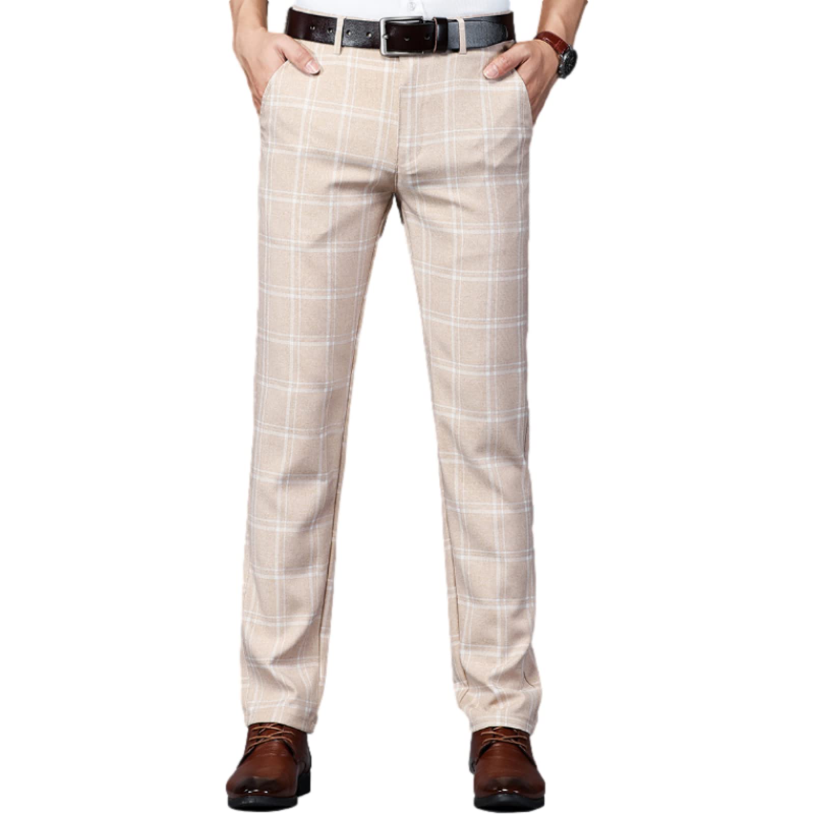 Men's Checked Straight Leg Pants - Classic Casual & Office Wear for Everyday Comfort | Perfect for Work, Business Meetings & Smart Casual Outfits