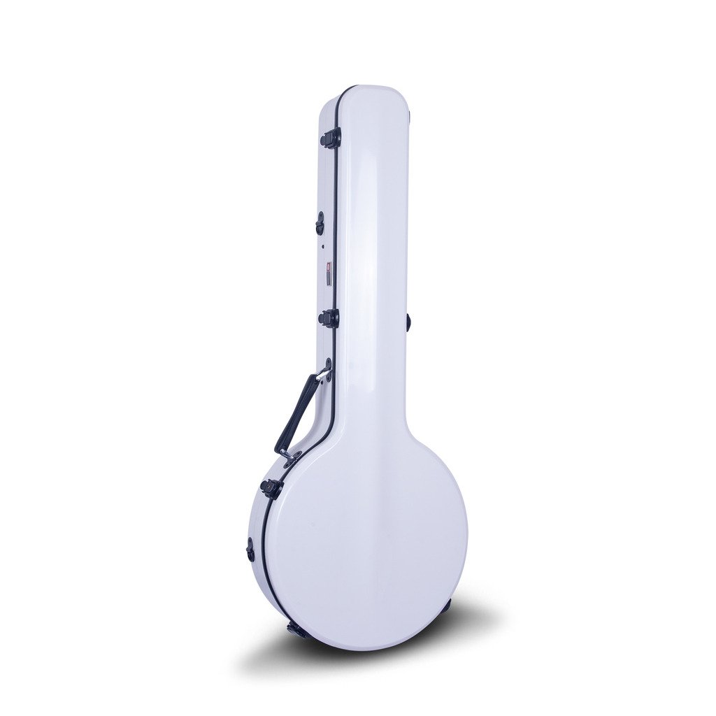 Crossrock CRF1000BJWT White Fiberglass Banjo Case - Fits 5-String Resonator Banjos, Backpack Style for Easy Transport | Perfect for Traveling Musicians & Outdoor Performances