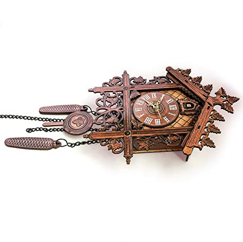 Handcrafted Black Forest Cuckoo Clock - Wooden Chalet Wall Clock with Pendulum & Quartz Movement, Battery-Operated Home Decor (Gold) - Perfect for Living Room, Bedroom & Cabin Decor