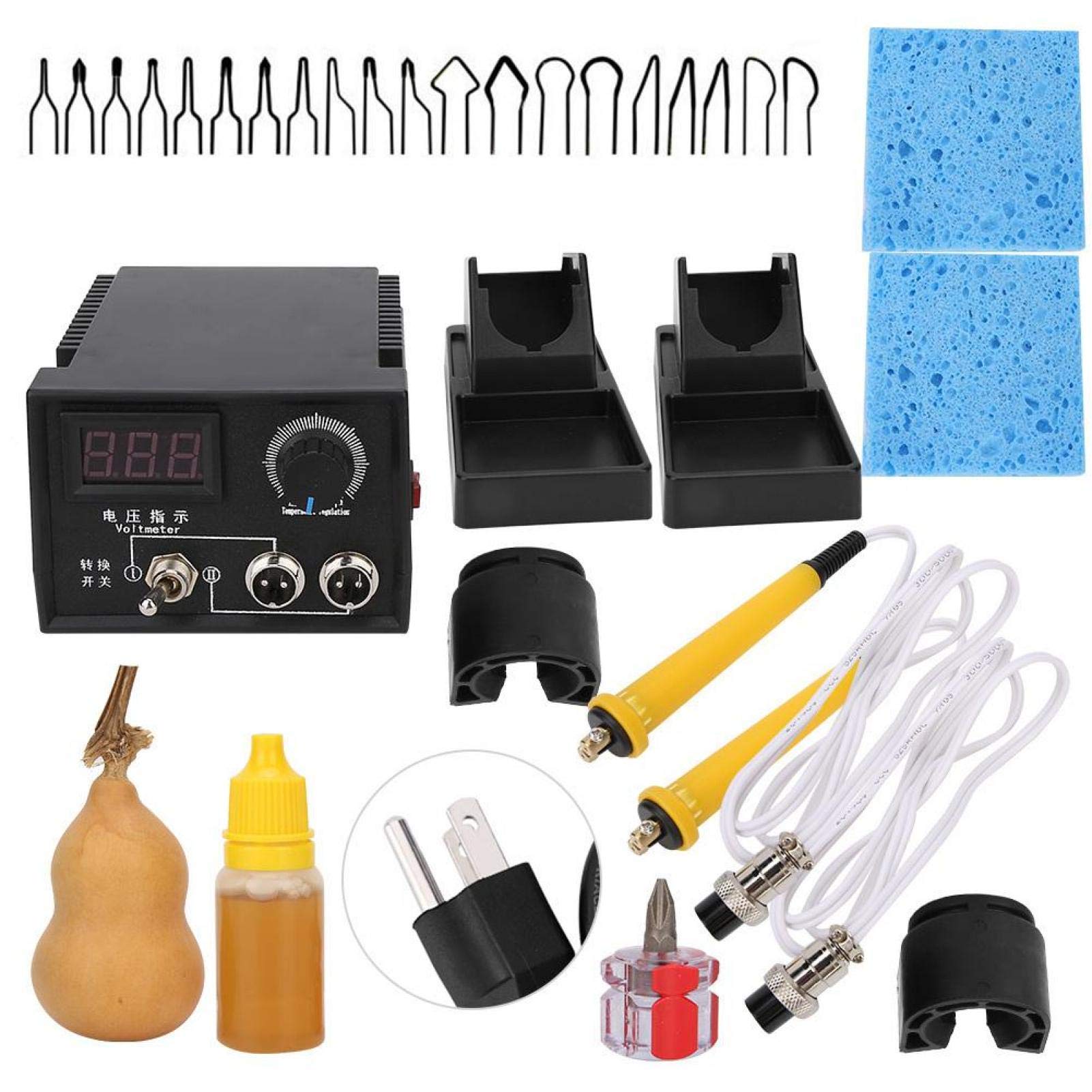 Oumefar LH40-SA802 Digital Pyrography Tool Kit with Dual Port & Wood Burning Pen - Professional Wood Burning Machine for DIY Crafts, Woodworking, Leather Branding (American Plug) - Perfect for Home Decor, Gift Making & Artistic Projects