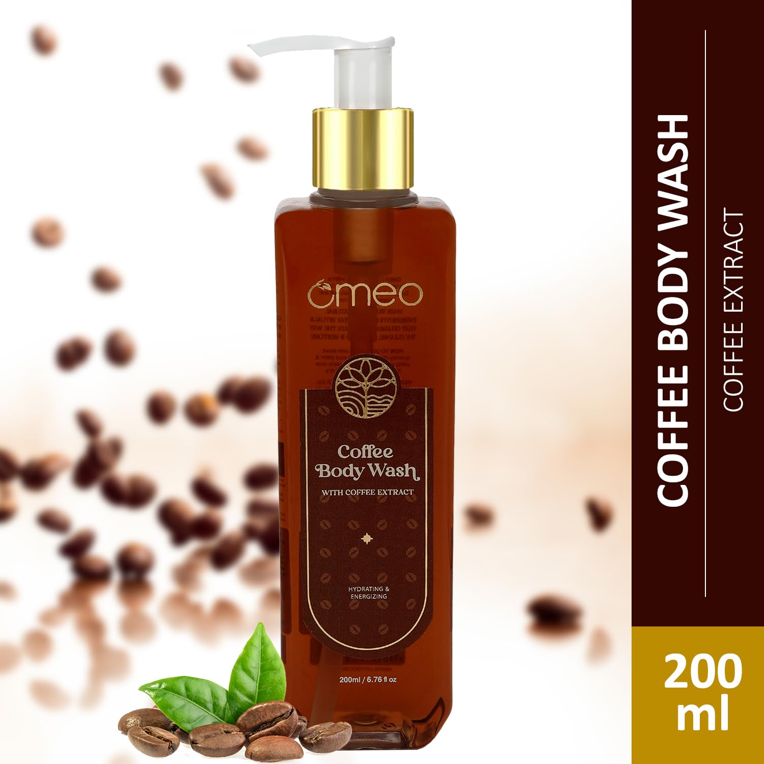 Omeo Coffee Moisturising Body Wash for Dry Skin - 200ml Hydrating Shower Gel with Antioxidants | Perfect for Morning Energy Boost & Relaxing Nighttime Routine