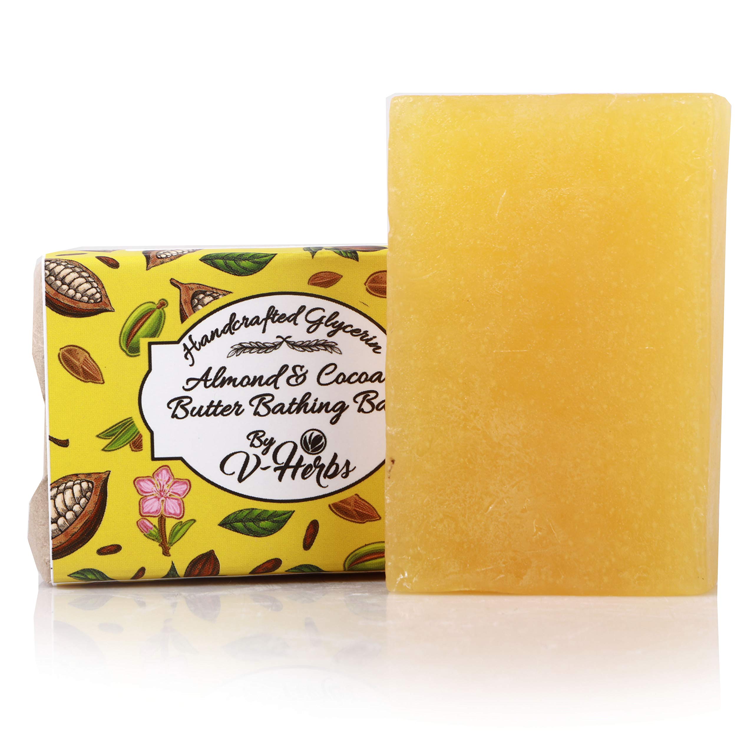 V-Herb's Handcrafted Almond & Cocobutter Antiseptic Glycerin Soap Bar (100g Each, Pack of 2) - Natural Moisturizing & Antibacterial Soap for Dry Skin, Face & Body Wash - Perfect for Daily Use, Travel & Gifts