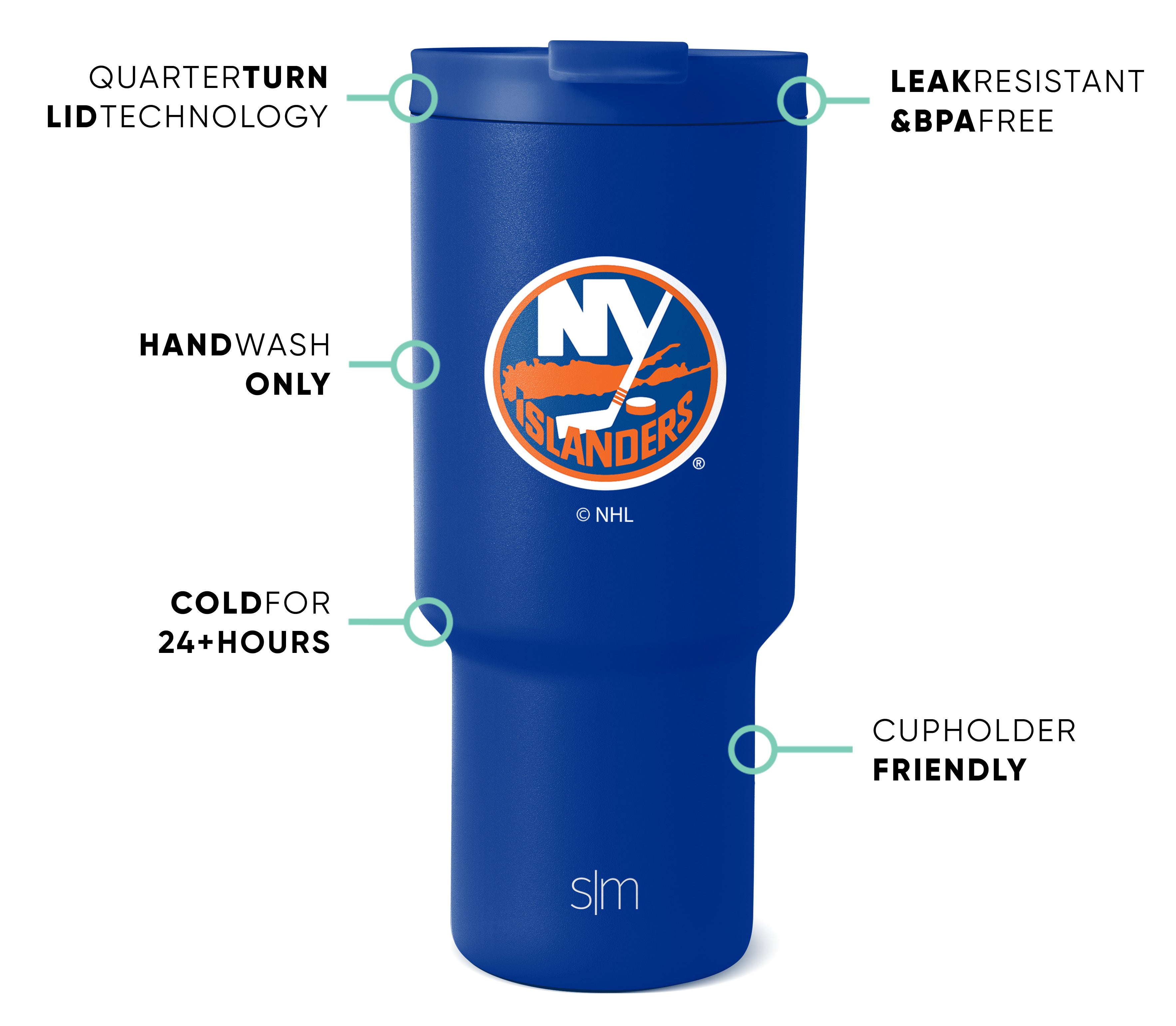NHL Trek Tumbler 20oz Insulated Stainless Steel Water Bottle with Lid - Leakproof Travel Mug for Hockey Fans - Perfect for Game Day, Camping & Work Commute