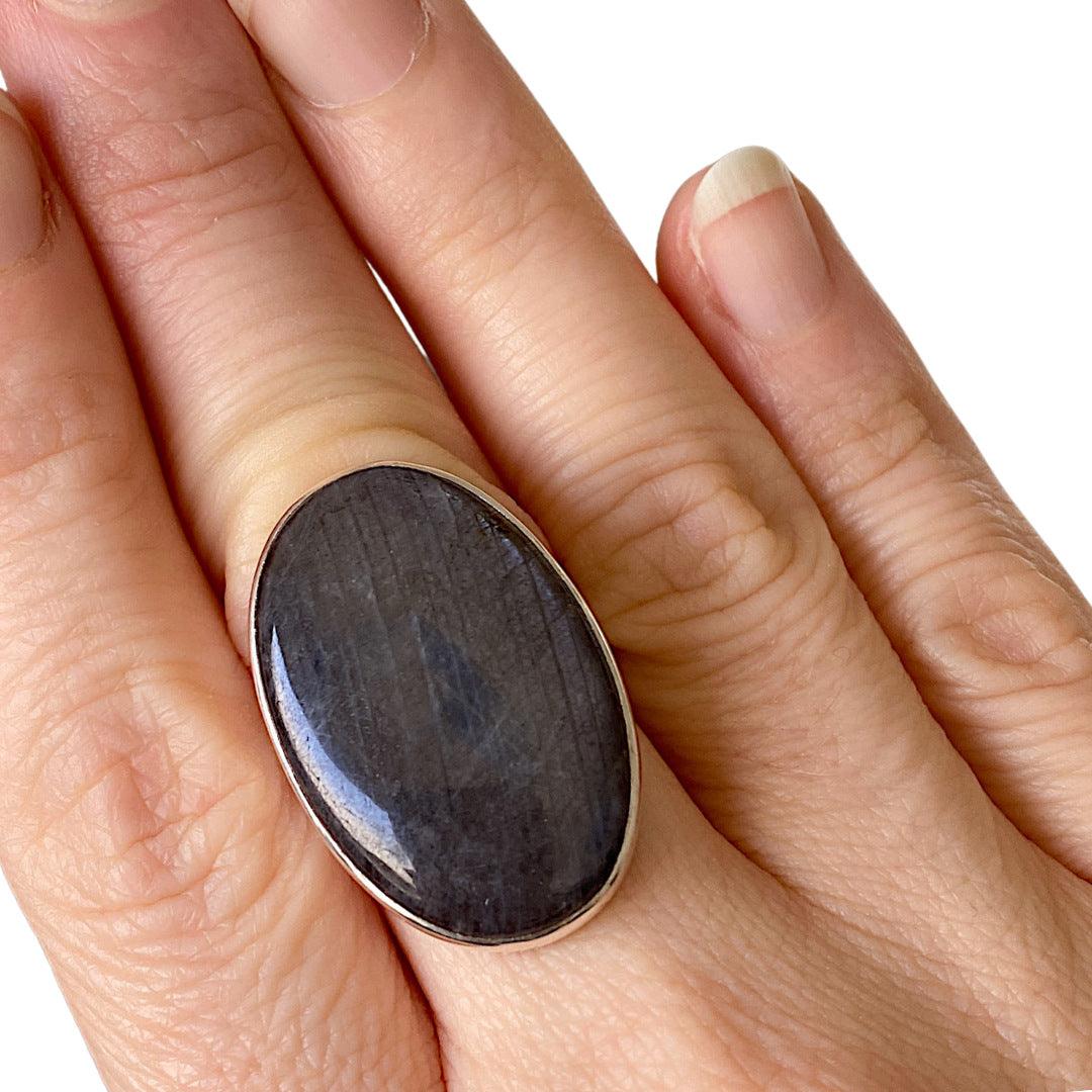 Natural Blue Sapphire Cabochon Oval Ring - Size 10 - KRGJ1615 - Elegant Jewelry for Weddings, Anniversaries & Special Occasions
