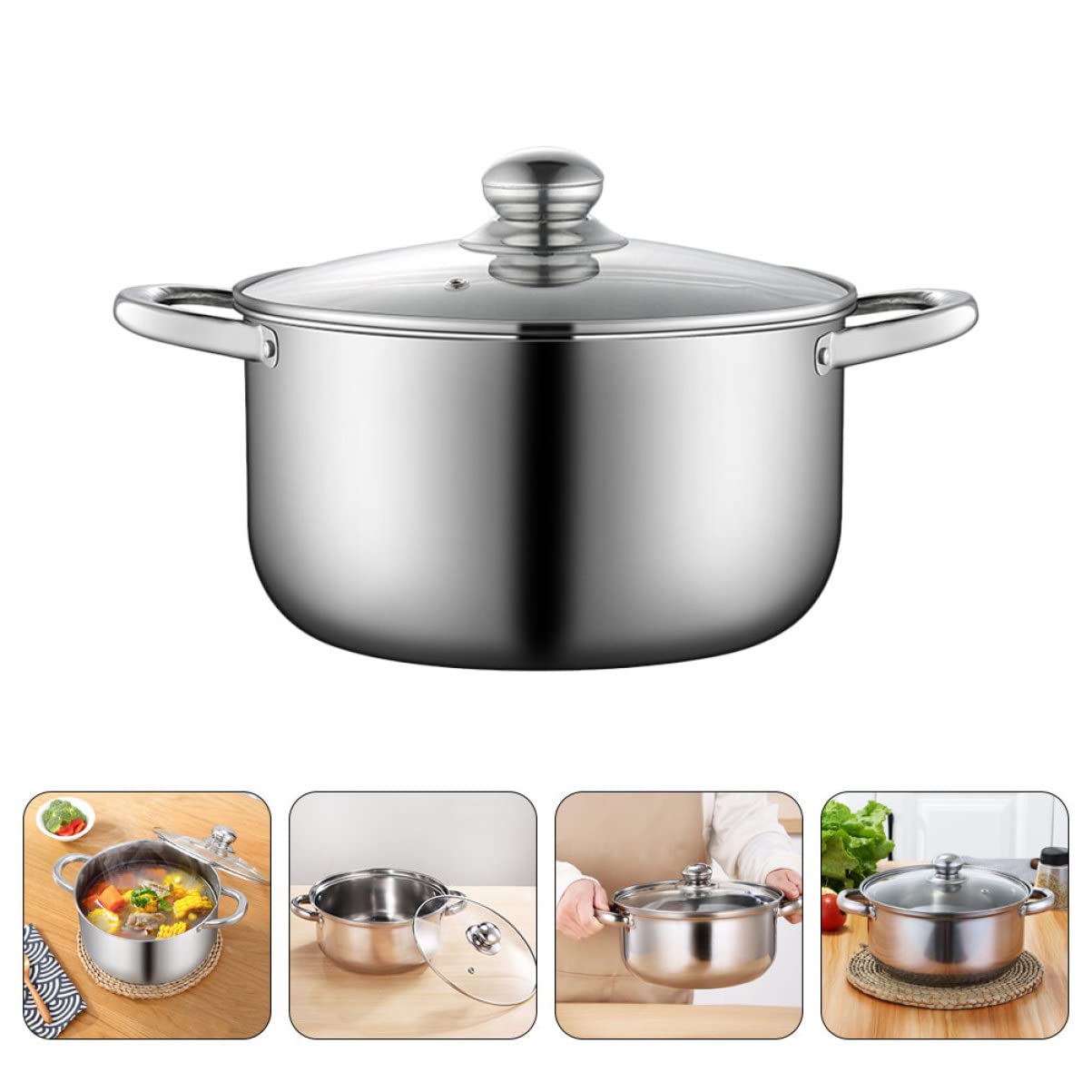 Premium Stainless Steel Cookware Set - 8-Piece Mini Induction Pots & Pasta Pots with Vegetable Steamer - Durable Soup Stock Pot for Gas & Electric Stoves - Perfect for Home Cooking, Meal Prep & Restaurant Use