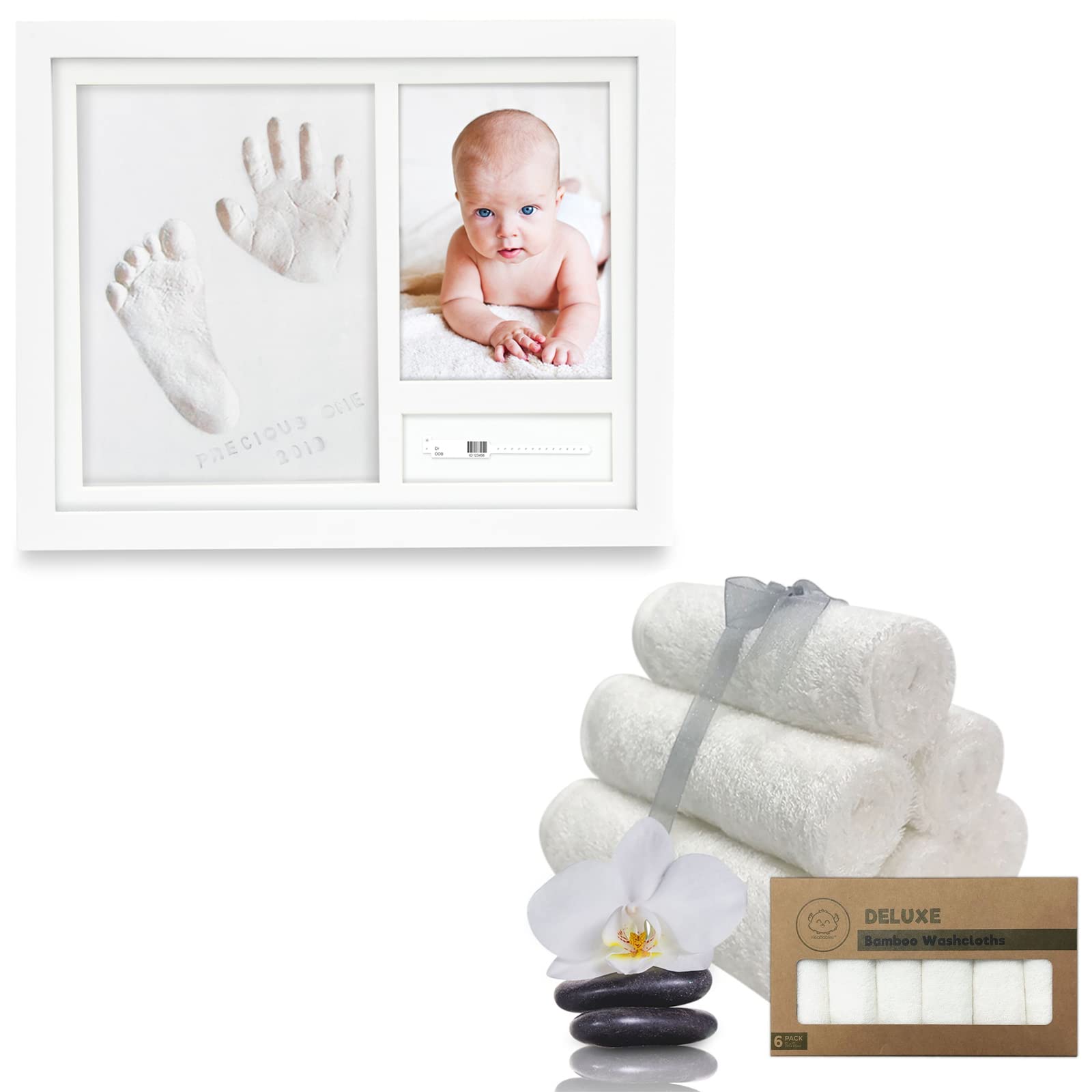 KeaBabies Baby Handprint and Footprint Kit with Washcloth Set - Newborn Gift for Boys & Girls - Soft Baby Face Towels for Infants & Adults - Perfect for First Birthday, Baby Shower, and Nursery Decor