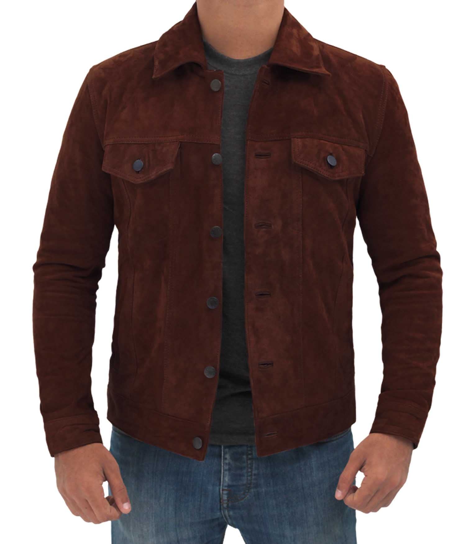 Blingsoul Men's Brown Suede & Black Lambskin Leather Jacket - Premium Genuine Leather Biker Jacket for Men | Perfect for Motorcycle Riding, Casual Outfits & Winter Fashion