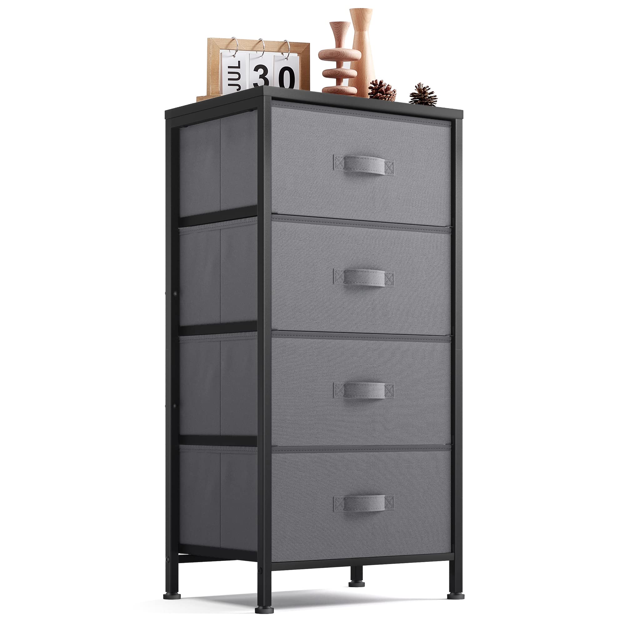 LINSY HOME 6-Drawer Dresser for Bedroom - Wood Top Chest of Drawers with Steel Frame, Dark Grey Storage Organizer for Closet, Living Room, Hallway | Perfect for Bedroom Furniture, Entryway Storage & Home Organization