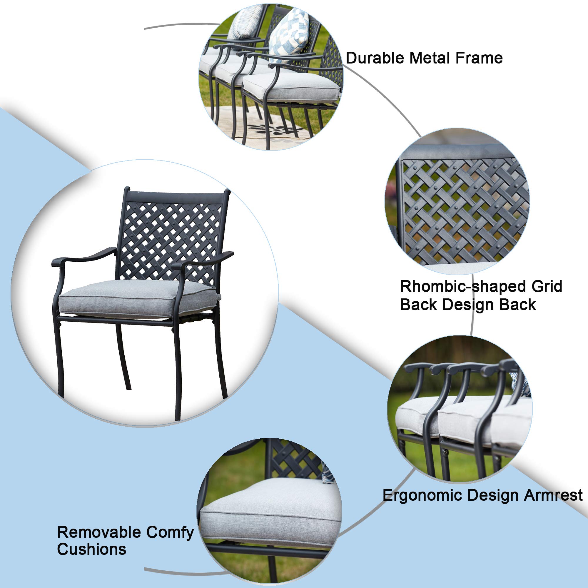 **4-Piece Patio Dining Chairs Set with 3.1