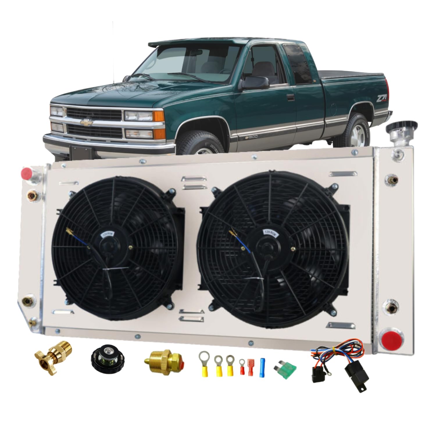 High-Performance 3-Row Aluminum Radiator with Dual 14