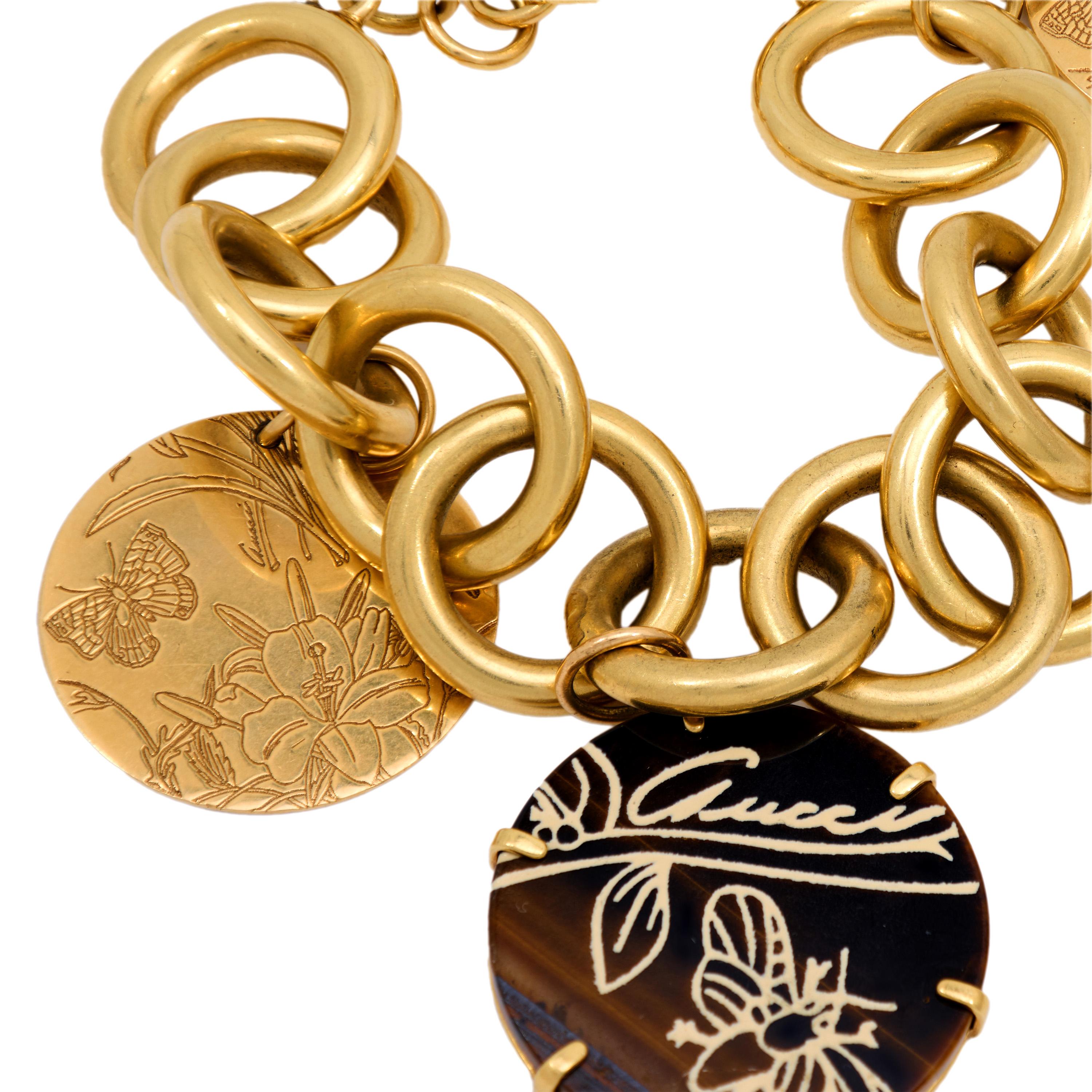 Gucci Flora St. Tropez 18K Yellow Gold Tiger's Eye Bracelet for Women - Luxury Fashion Jewelry Gift for Birthday, Anniversary & Special Occasions