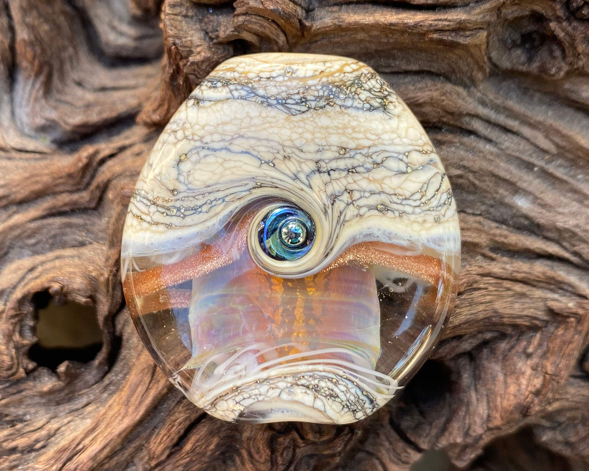 Natural Fire Opal Organic Lampwork Focal Bead SRA for Jewelry Making - Handmade Glass Beads for Necklaces, Bracelets & DIY Craft Projects
