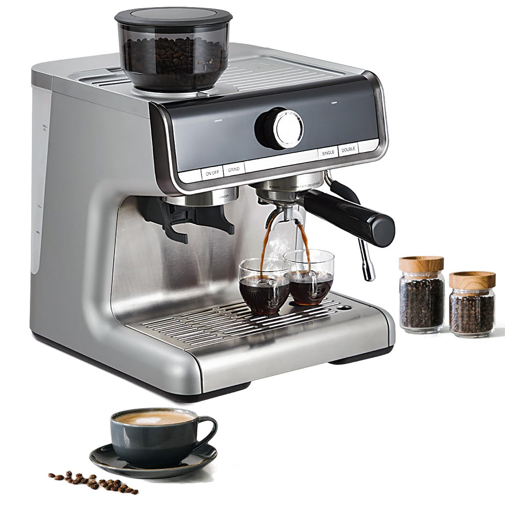 GARVEE 1450W 20 Bar Professional Espresso Machine with Steam Wand & Fast Heat - Removable Water Tank for Cappuccino, Latte & Macchiato - Perfect for Home Baristas & Coffee Shops (Silver)