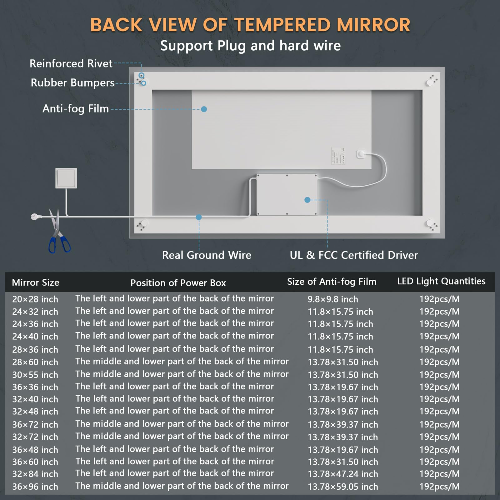 Upgraded 48x36 Inch LED Bathroom Mirror with Front & Backlit - Anti-Fog, Dimmable, Rotatable Vanity Mirror with Acrylic Side & Tempered Glass for Modern Bathrooms - Perfect for Makeup, Shaving & Home Decor