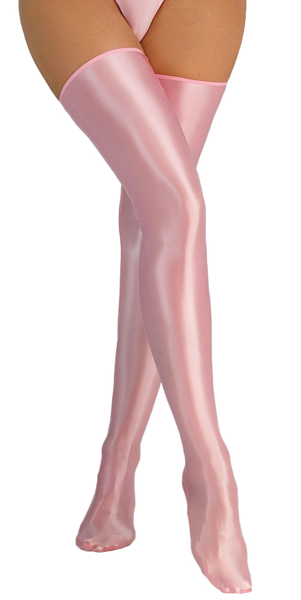 AIEOE Women's Thigh High Stockings - Oily Glossy Knee High Socks, Sexy Shiny Hold Up Stockings for Women, Wet Look Overknee Socks - Perfect for Cosplay, Date Night & Fashion Outfits