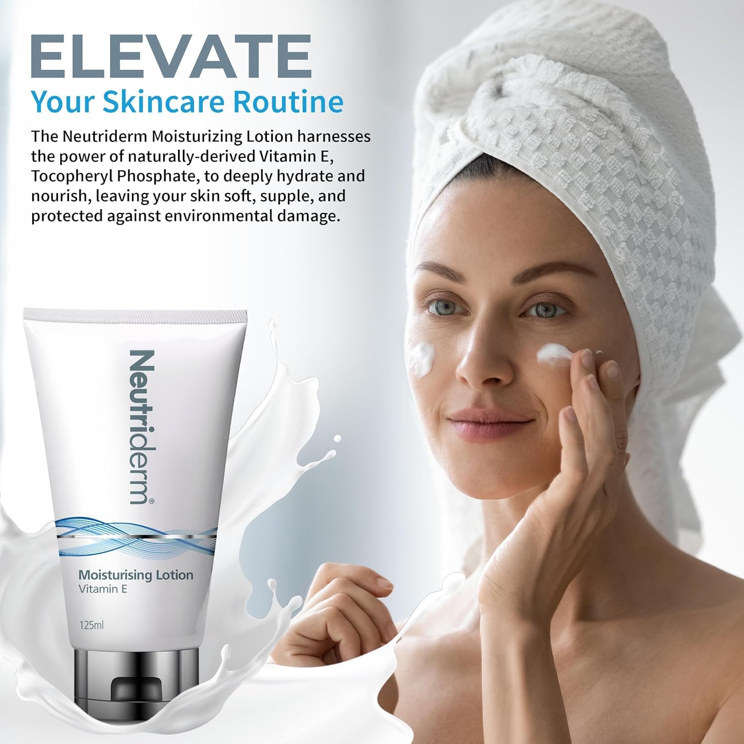 Neutriderm Pre-Makeup Skincare Set - Vitamin E Moisturizing Cream 125ml & Dermavive Hydrating Cleanser Lotion 120ml for Combination Skin | Daily Face Care Routine, Makeup Prep & Hydration Boost