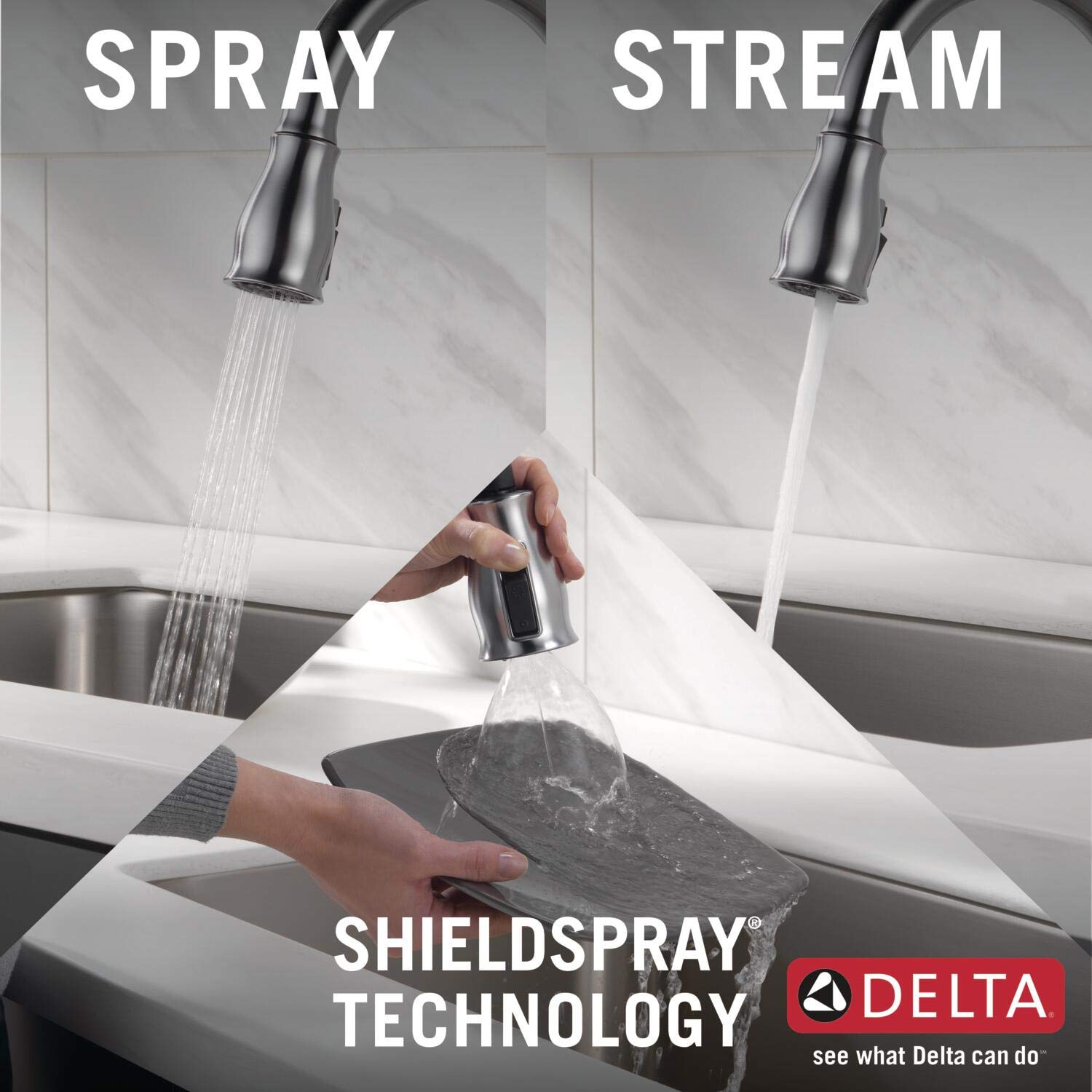 DELTA Faucet Leland Single-Handle Touch Kitchen Faucet with Pull Down Sprayer - Touch2O Technology, Magnetic Docking Spray Head & Soap Dispenser in Arctic Stainless Finish | Perfect for Modern Kitchens & Easy Cooking Cleanup