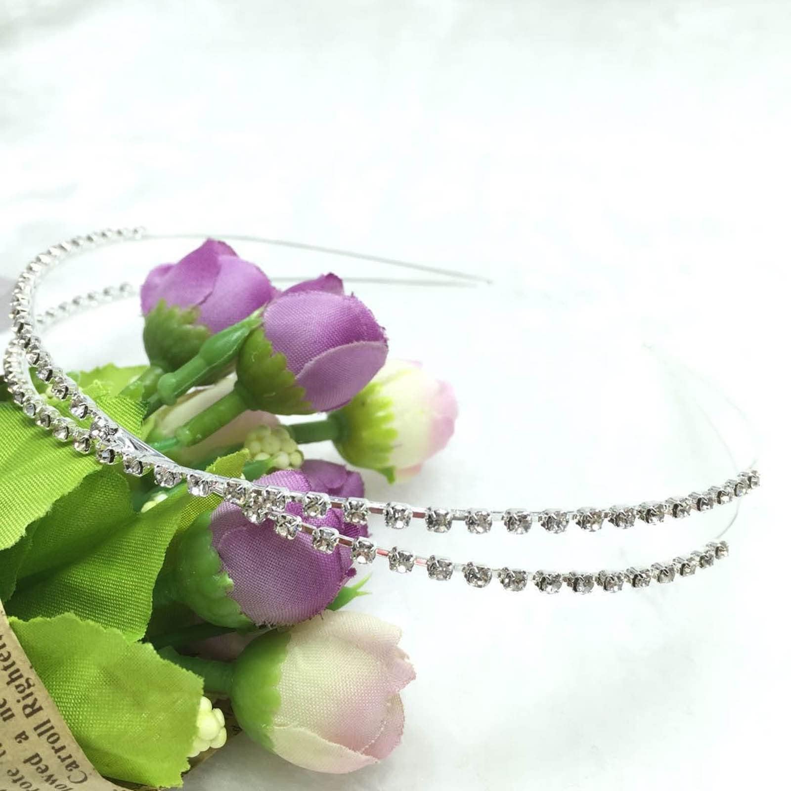 Sparkling CZ Crystal Wedding Headband - Silver Double Cross Bridal Tiara with Rhinestones for Women & Girls | Perfect for Brides, Prom, Pageants & Special Occasions