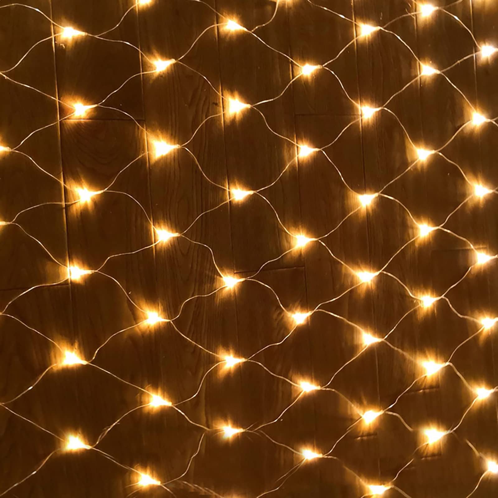 96LED Christmas Net Lights - 8 Lighting Modes, Waterproof Connectable Outdoor String Lights (1.5m x 1.5m, Warm White) for Wedding, Garden, Curtain & Holiday Decorations | Safe Low Voltage Fairy Lights