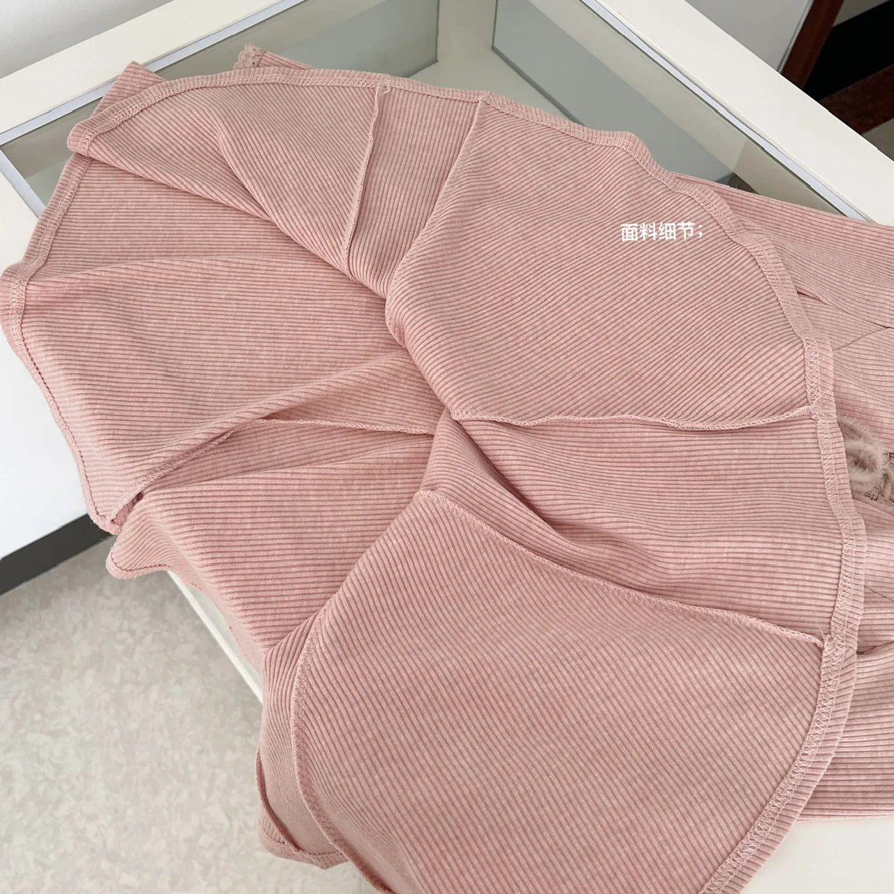 2024 Women's Sweet Pink Lace-Up Round Neck Long Sleeve Pleated Mini Dress | High Waist Knit Dress for Autumn Winter | Elegant & Sexy Party, Date Night, Office Wear