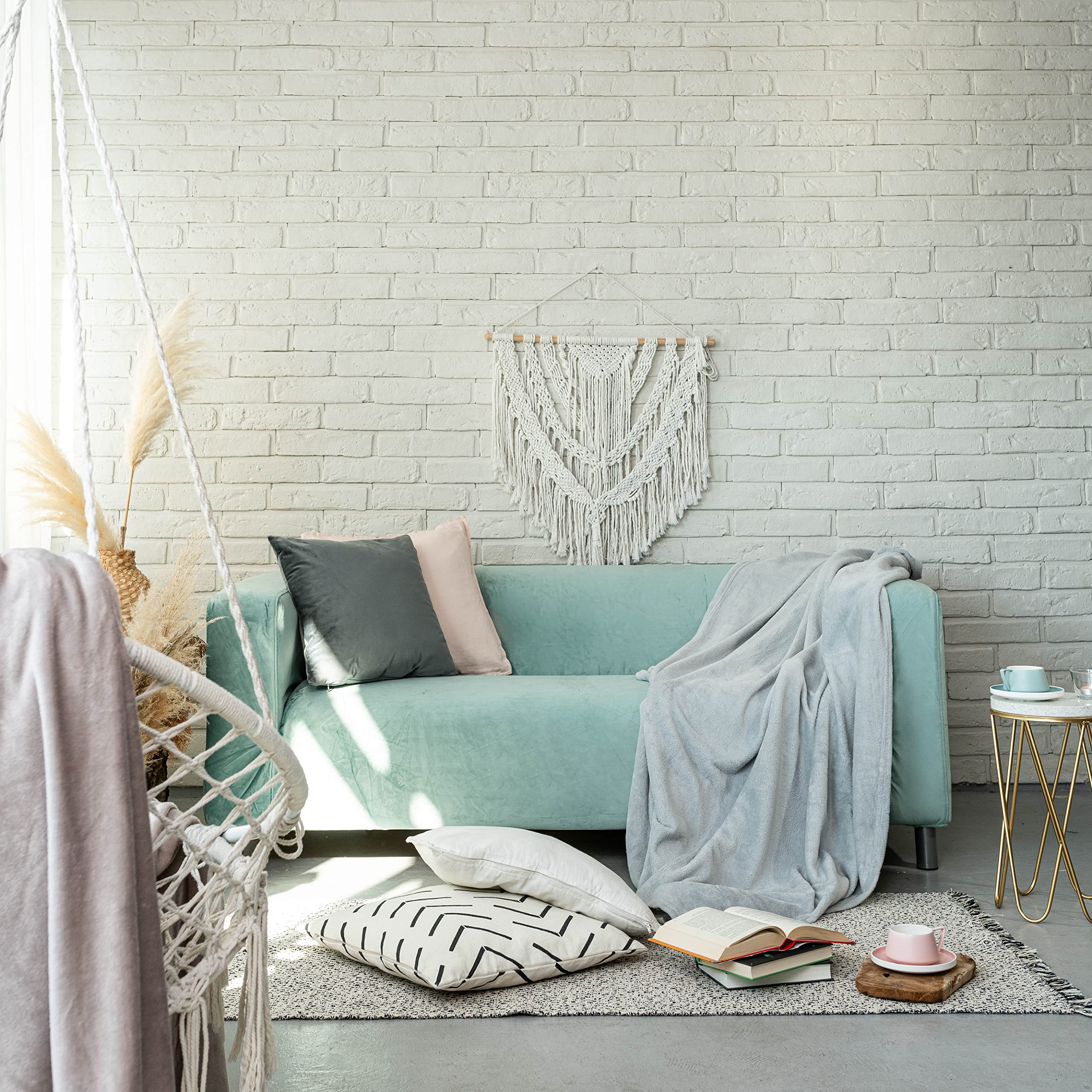 MASTERS OF COVERS Snug Fit Classic Velvet Klippan Loveseat Slipcover - Replacement Cover for IKEA Two Seater Klippan Sofa | Mint Green Velvet Fabric | Perfect for Living Room, Bedroom & Home Decor