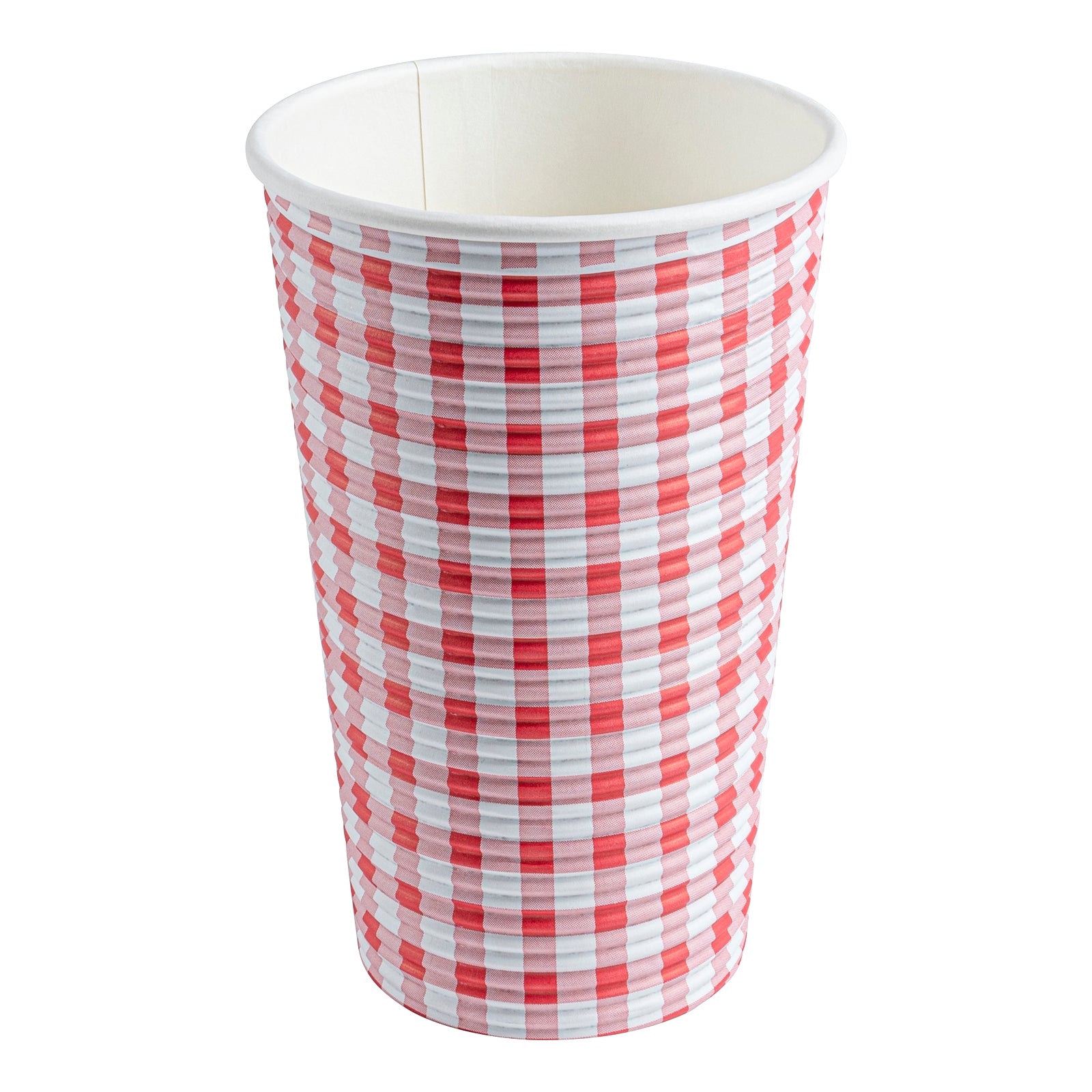16 oz Disposable Paper Coffee Cups with Picnic Print - Spiral Wall Design - 3.5