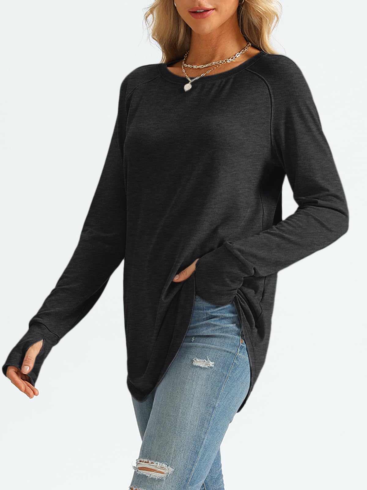 AUTOMET Women's Long Sleeve Crew Neck Casual T-Shirt - Loose Fit Lightweight Fall Fashion Top | Y2K Outfits for Everyday Wear, Work & Street Style
