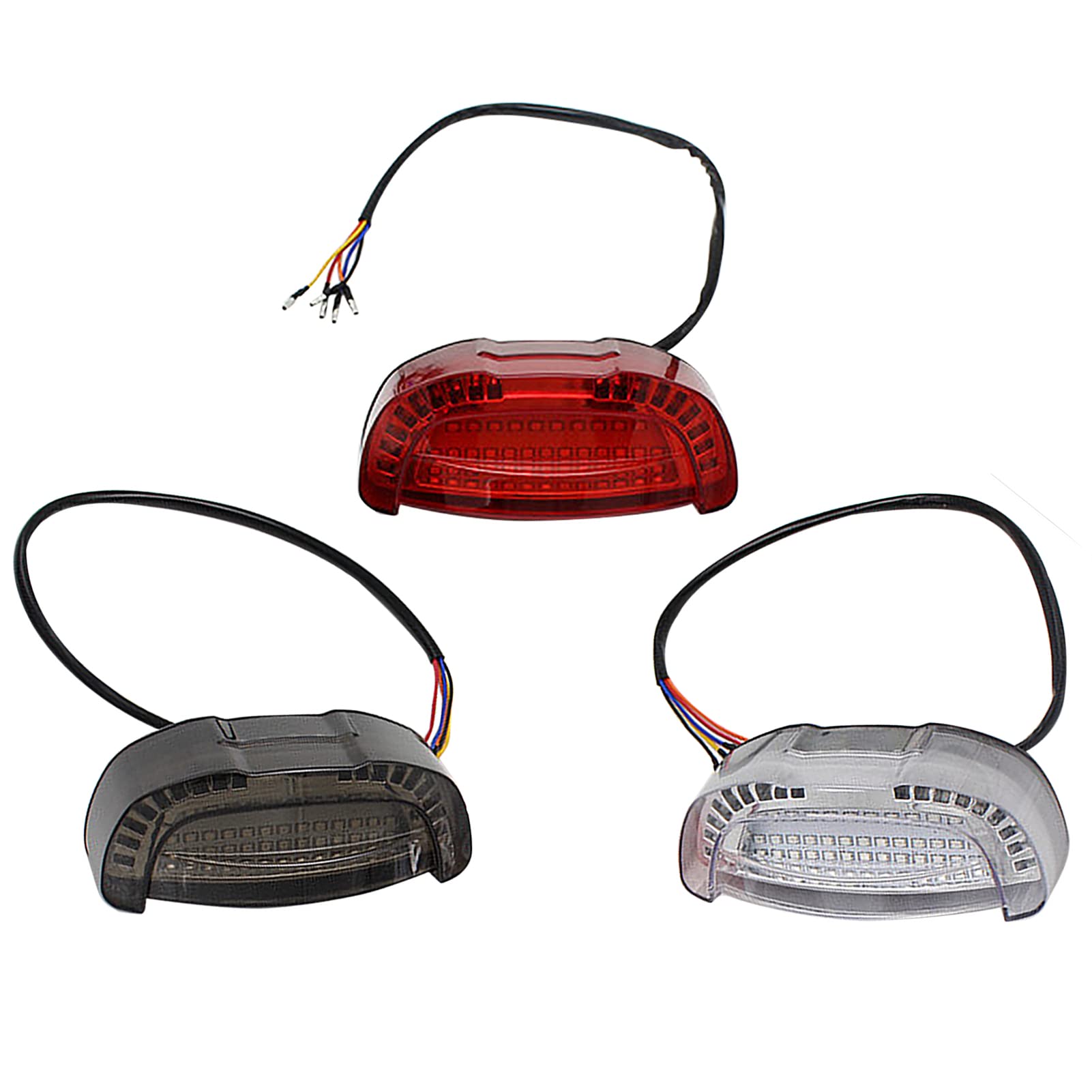 Universal 12V LED Motorcycle Brake Tail Light with Flowing Turn Signals & License Plate Bracket - Red Cover ANKIA ANKI HappiGo - Perfect for Night Riding and Enhanced Safety