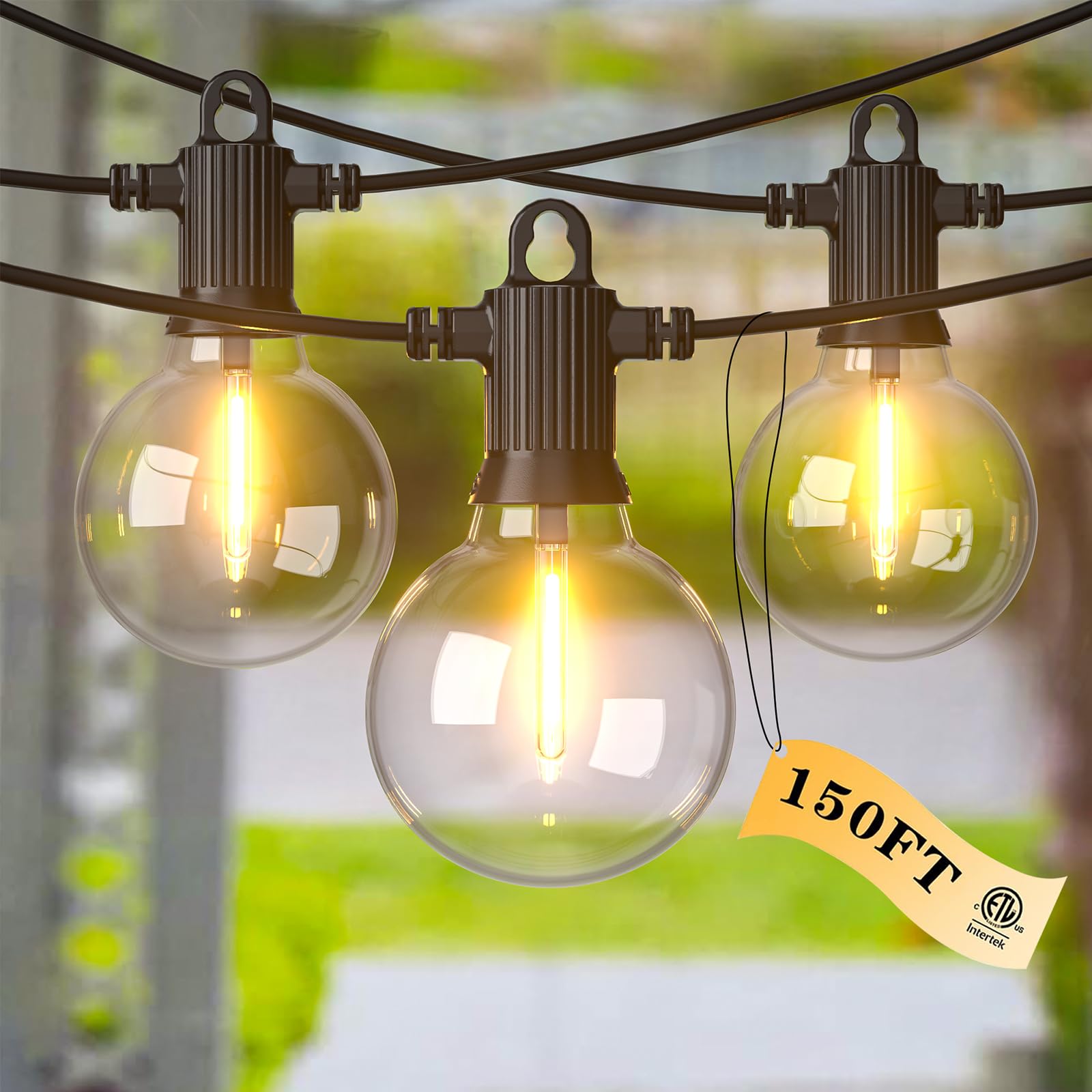 150FT LED Outdoor String Lights Waterproof - 72+3 Shatterproof Edison Bulbs, Connectable Hanging Lights for Patio, Balcony, Backyard, Porch - Perfect for Wedding, Party, Garden & Bistro Decor