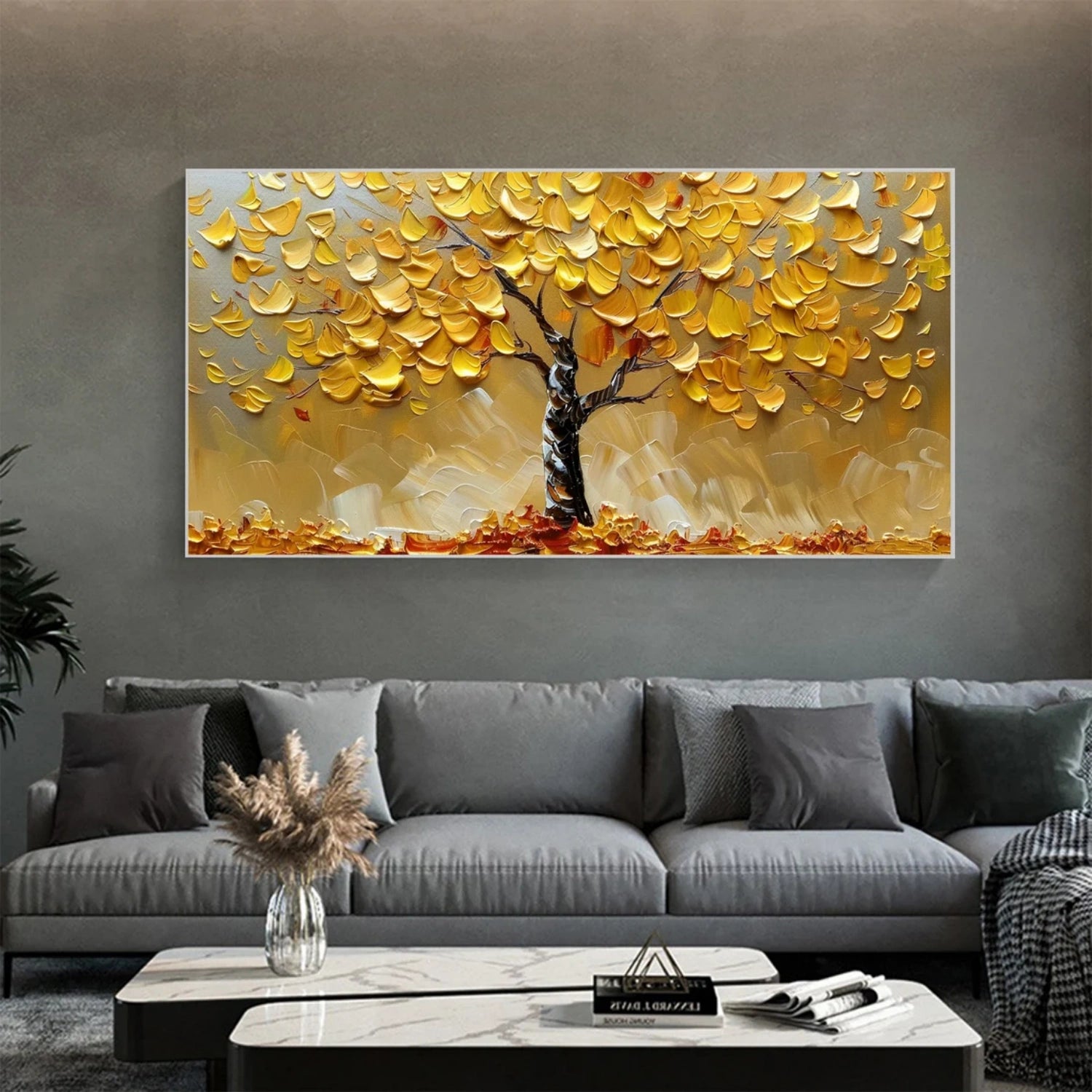 Flower and Tree Painting #FT 194 - Handmade Canvas Wall Art for Home & Office Decor | Perfect for Living Room, Bedroom, or Gift