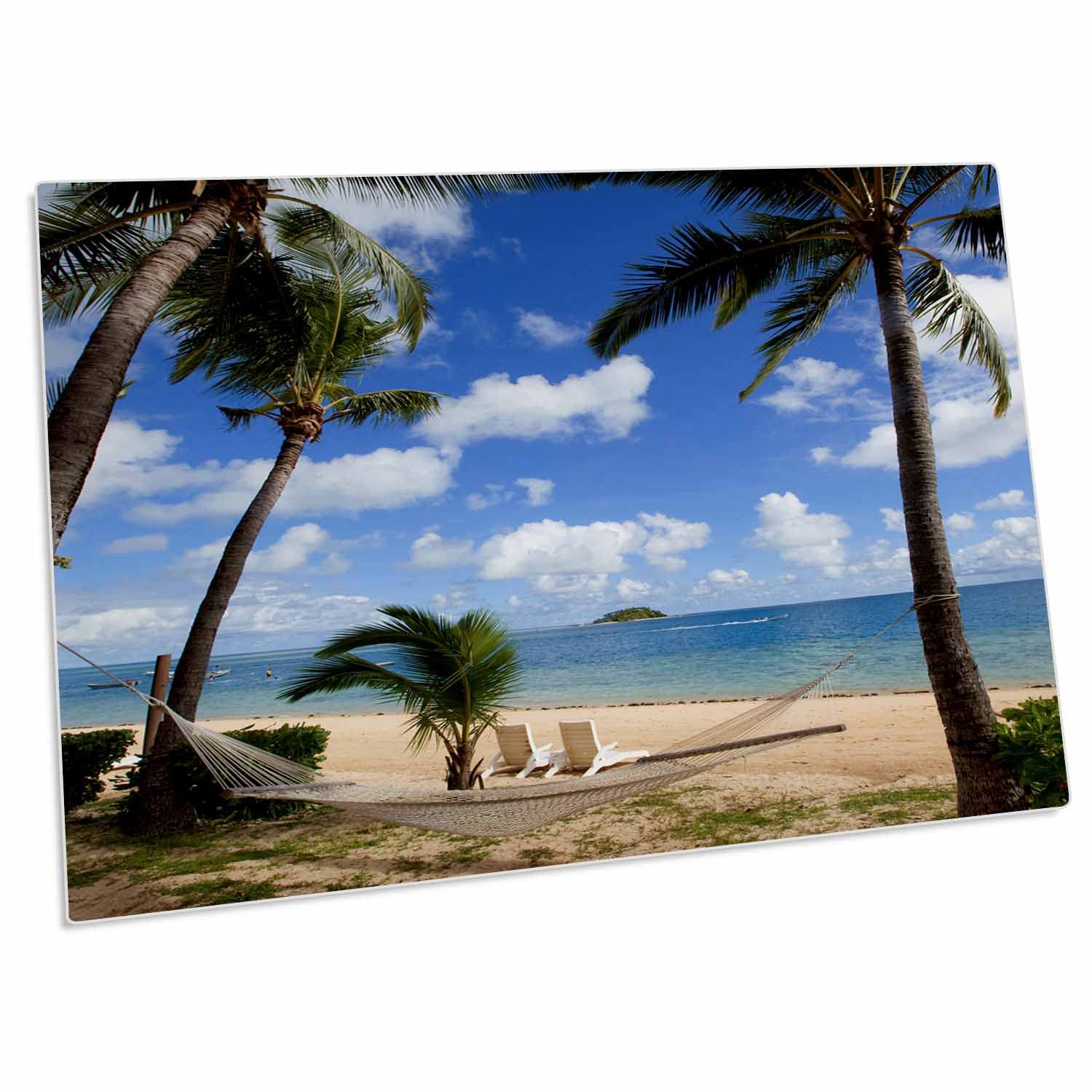 3D Printed Desk Pad Place Mats - Malolo Island Resort, Fiji - Non-Slip & Waterproof Office Decor for Home & Office Use - Perfect for Dining, Workstations & Decorative Table Settings