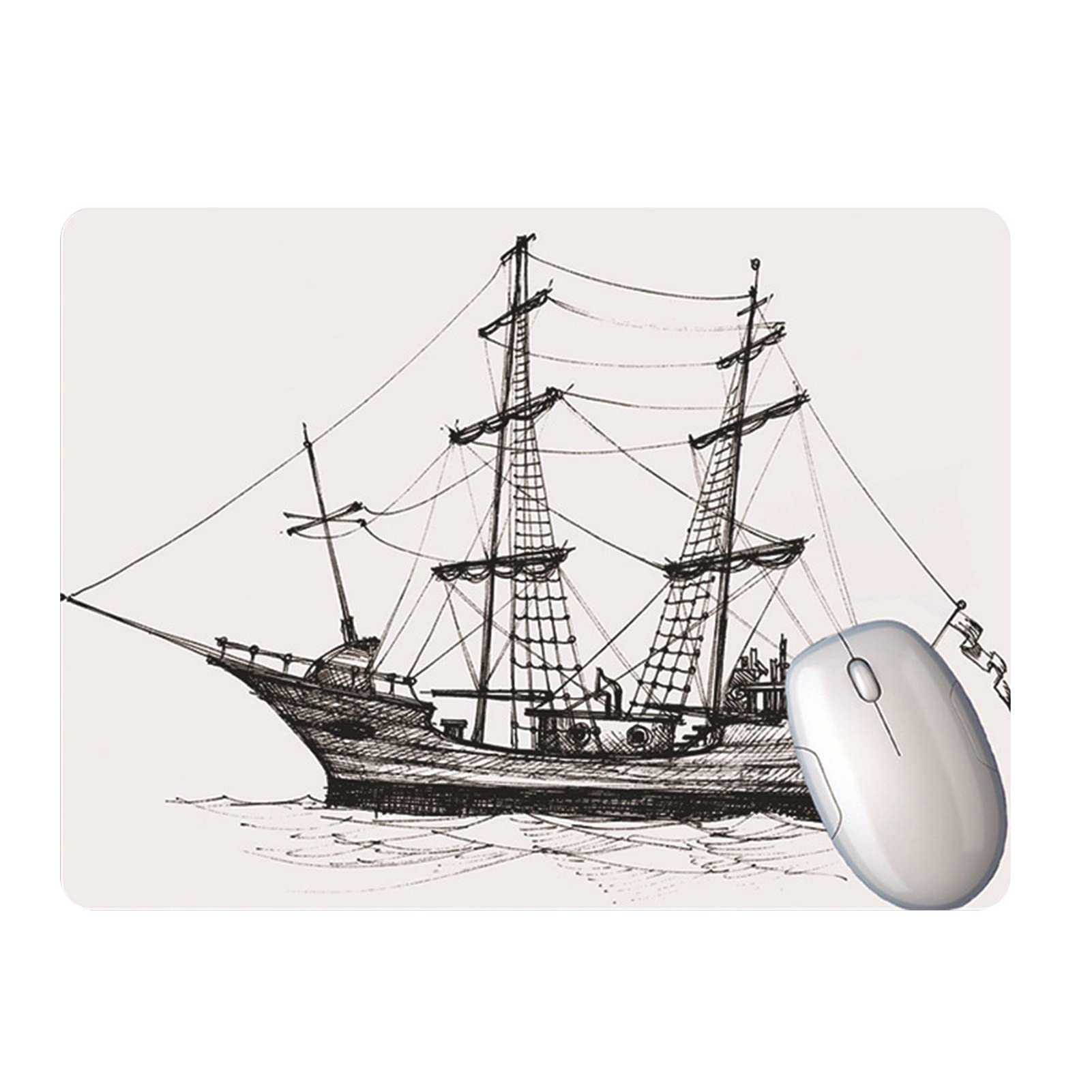 Ultra-Thin Non-Slip Mouse Pad with Wrist Rest - White Cruise Ship Design Gaming Mouse Mat for Office & Home Computer Desk - Perfect for Work, Gaming & Graphic Design