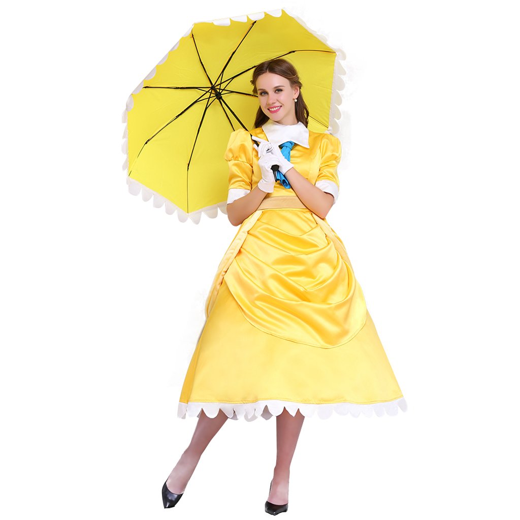 Fairy Tale Princess Costume Dress for Women - Yellow Cosplay DIY Outfit for Halloween, Parties & Themed Events