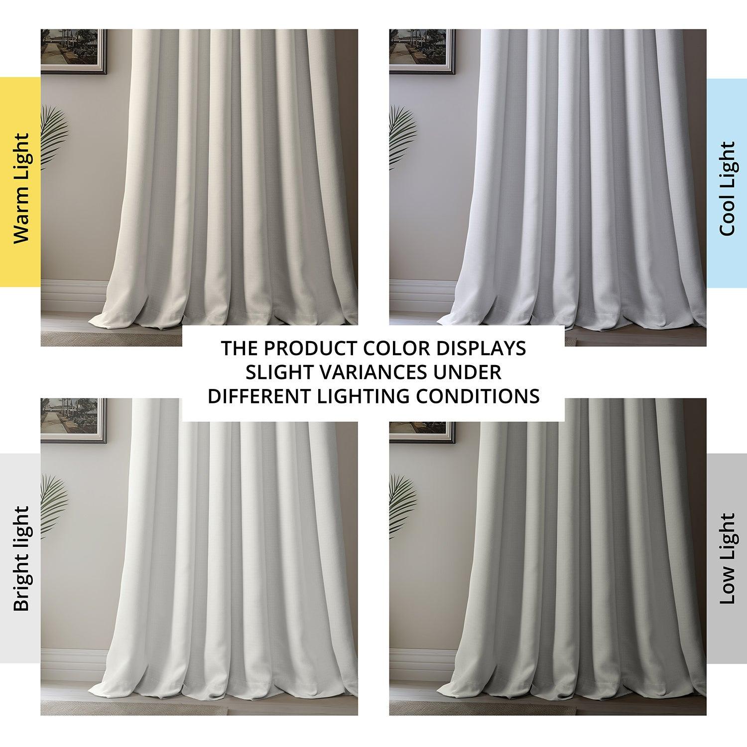 Oyster French Pleat Textured Faux Linen Blackout Curtains - Elegant Light Blocking Window Treatment for Bedroom & Living Room