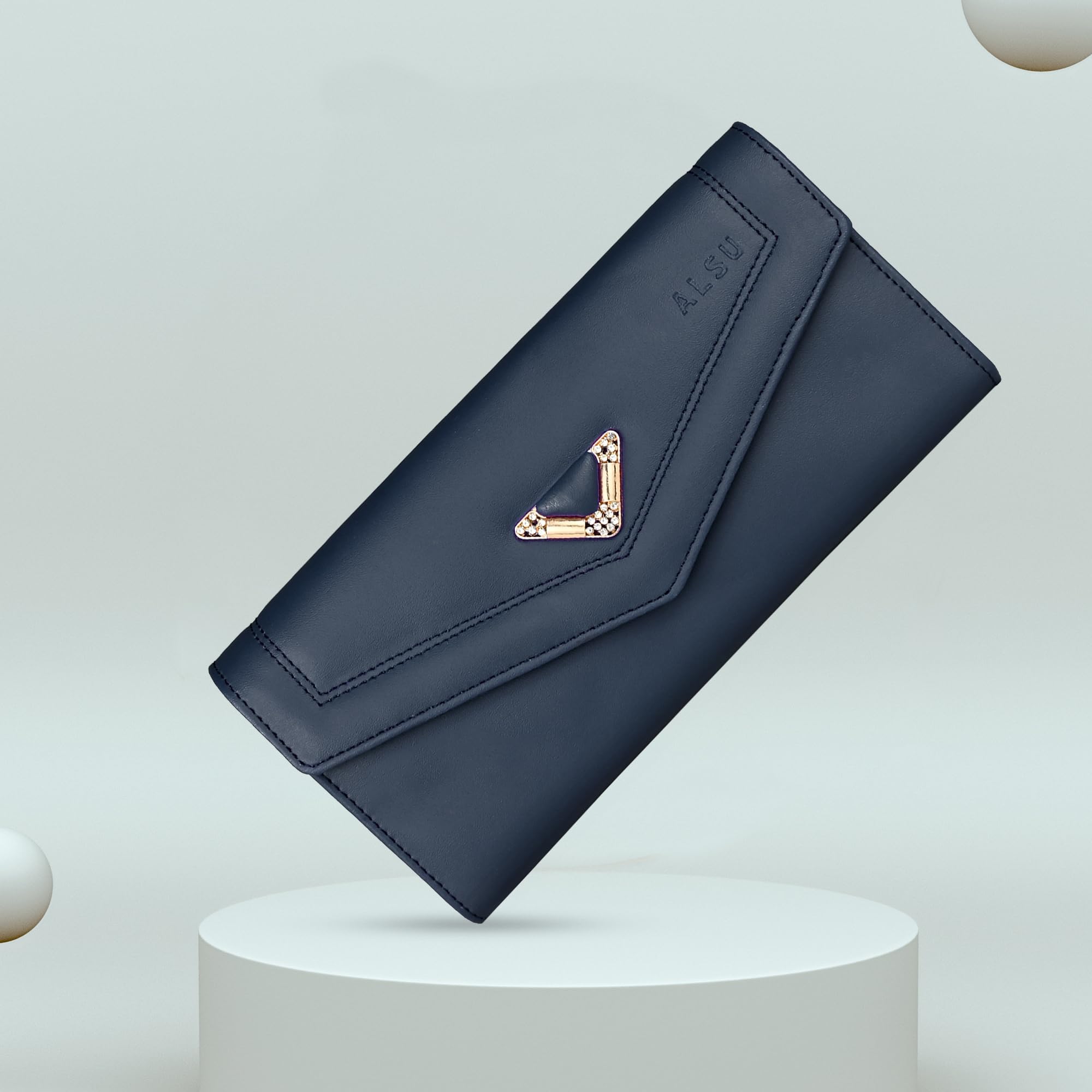 ALSU Women's Wallet with Phone Pocket & Card Slots - Stylish Clutch Purse for Cash, Coins, and Credit Cards | Perfect for Parties, Shopping, and Everyday Use (Blue)