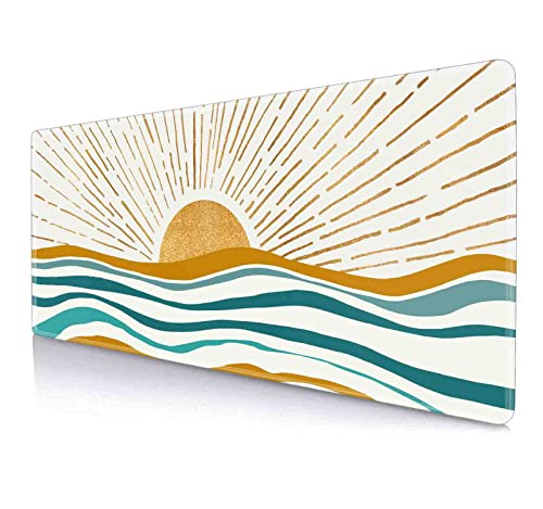 Gold Sun and Teal Ocean Waves