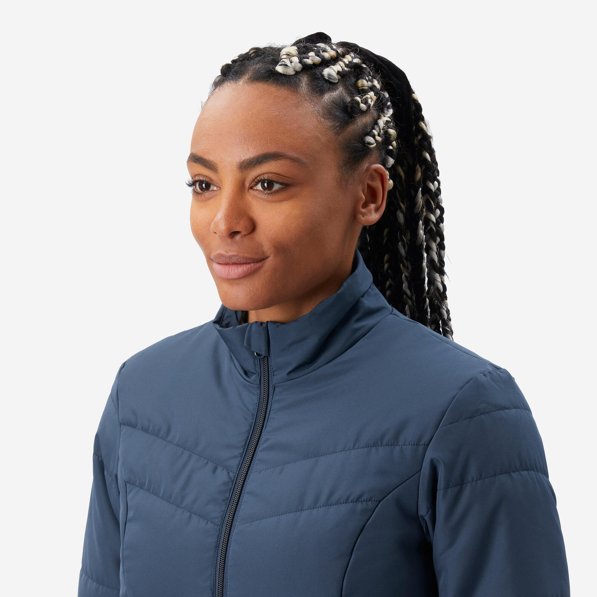 Forclaz Women's Synthetic Insulated Mountain Backpacking Jacket with Padding - Lightweight, Water-Resistant for Hiking & Outdoor Adventures (32°F/0°C Rating) - Perfect for Camping, Trekking & Cold Weather Activities
