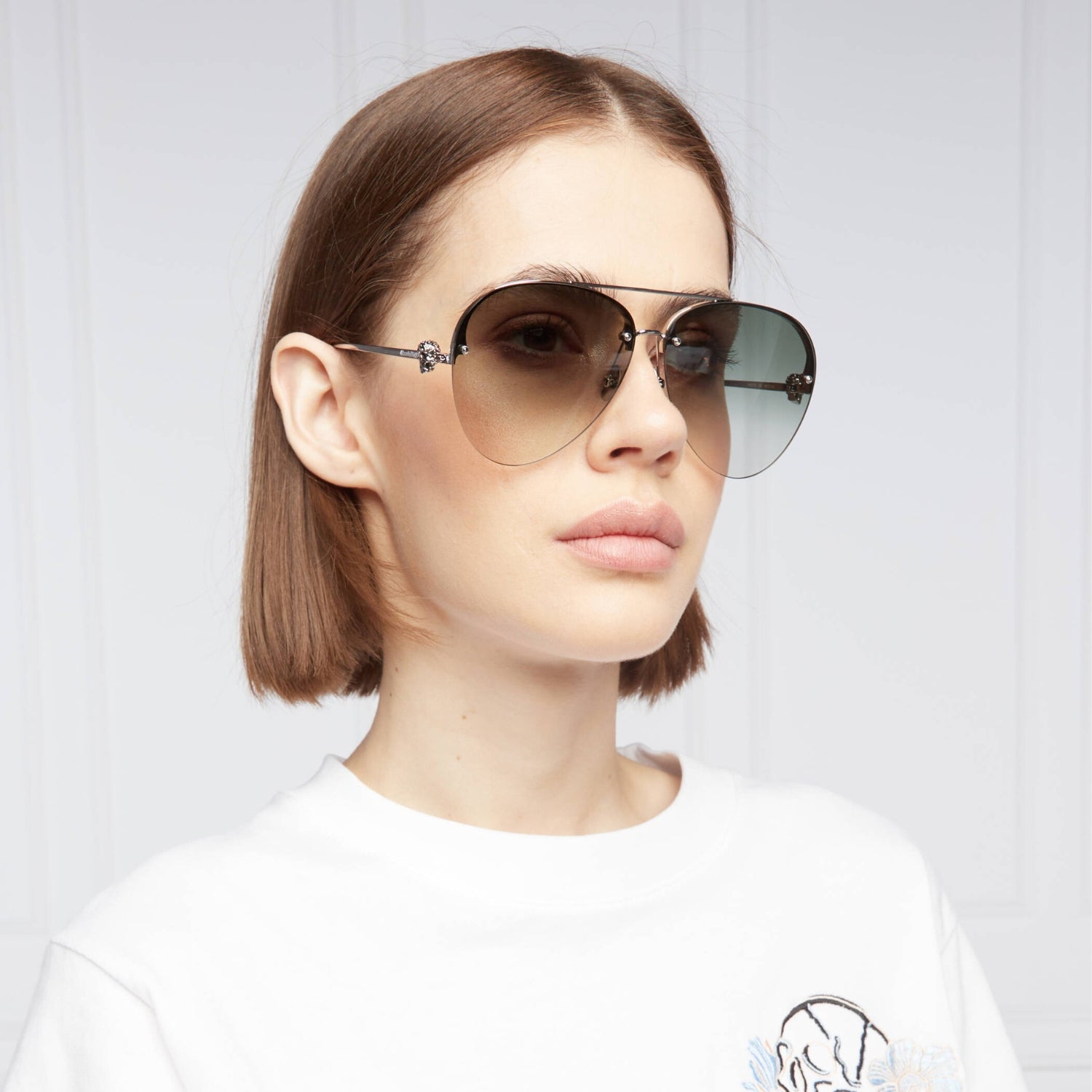 Alexander McQueen Silver Green Sunglasses for Women - Luxury Designer Shades for Fashion & UV Protection | Perfect for Beach, Driving & Outdoor Activities